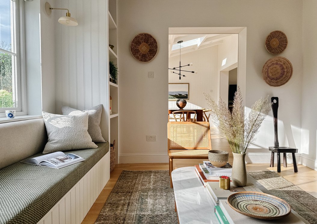 Lounge with curated collection of artisan cushions