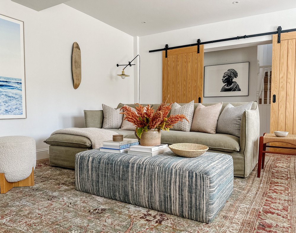 A sofa with luxury handmade cushions