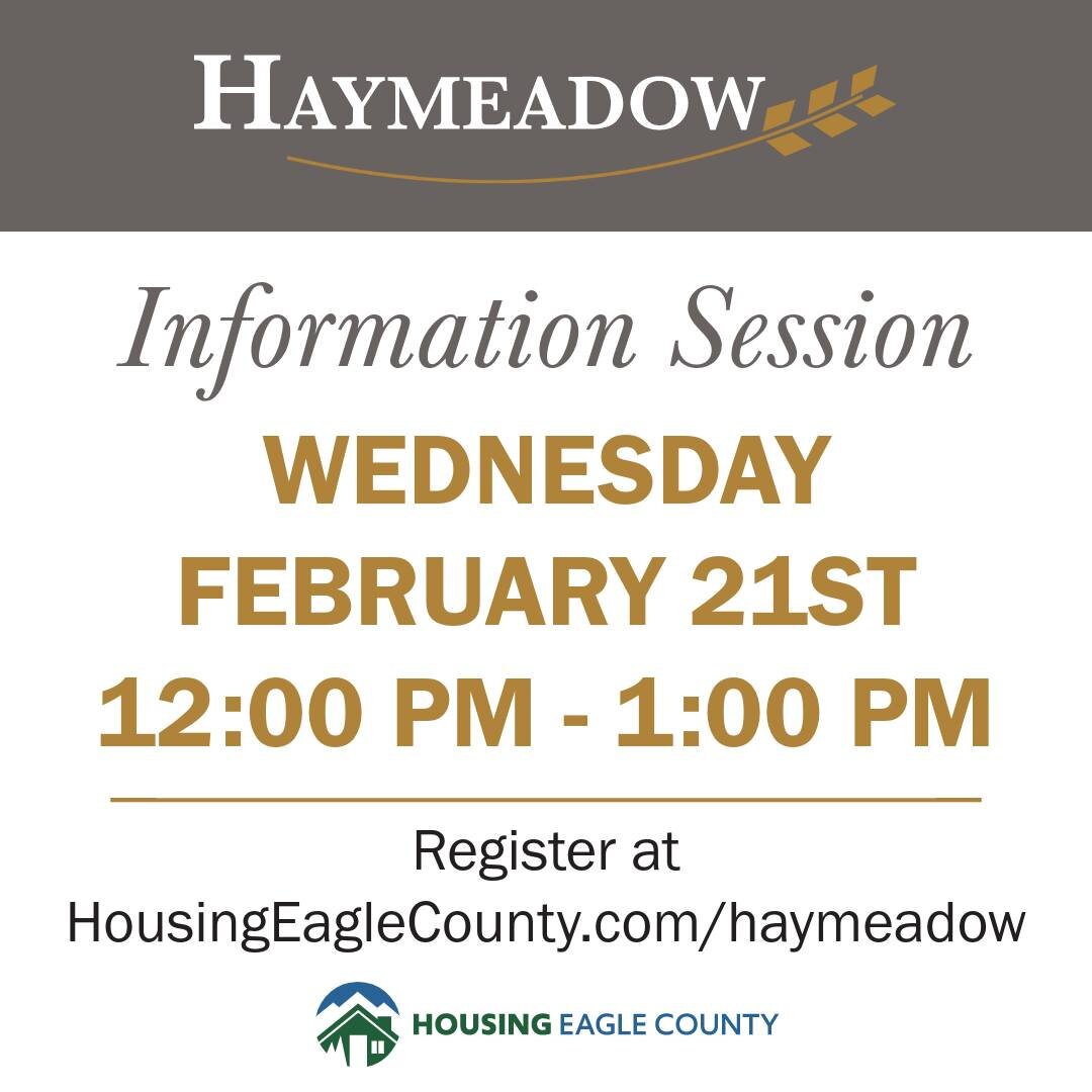 Curious about Haymeadow and our 43 deed-restricted condos? Wondering about the application process, eligibility criteria, or how our random drawings work? We've got you covered!

Join us virtually for our Haymeadow Information Session. This is your c
