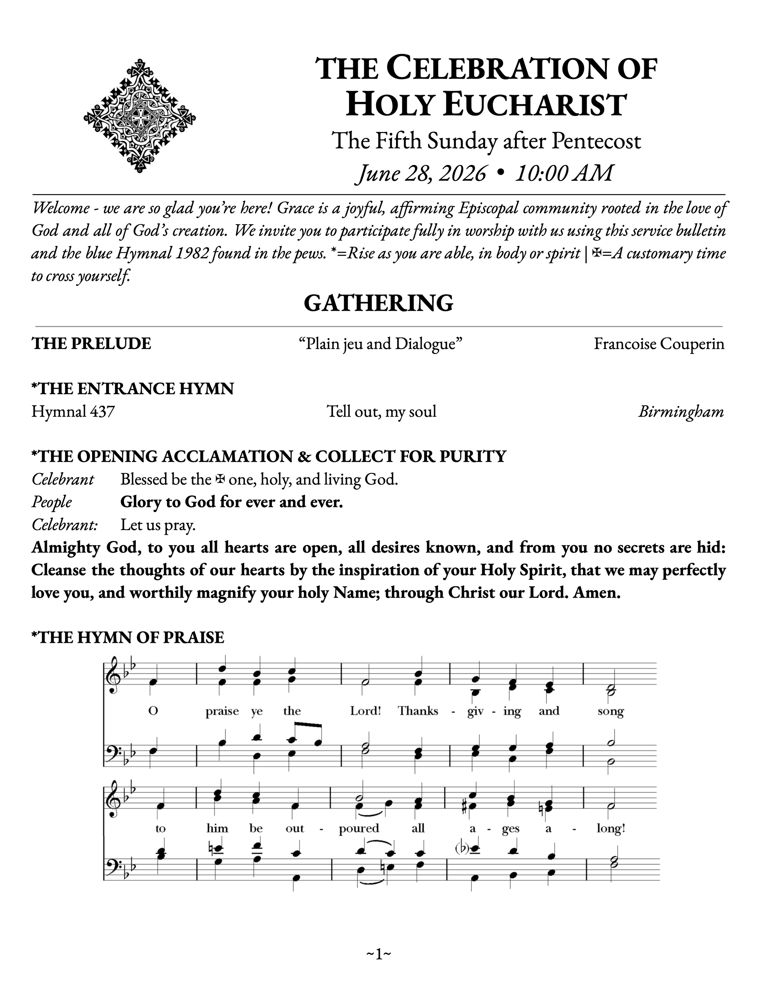 The Fifth Sunday after Pentecost • June 28, 2026 • 10:00 AM
