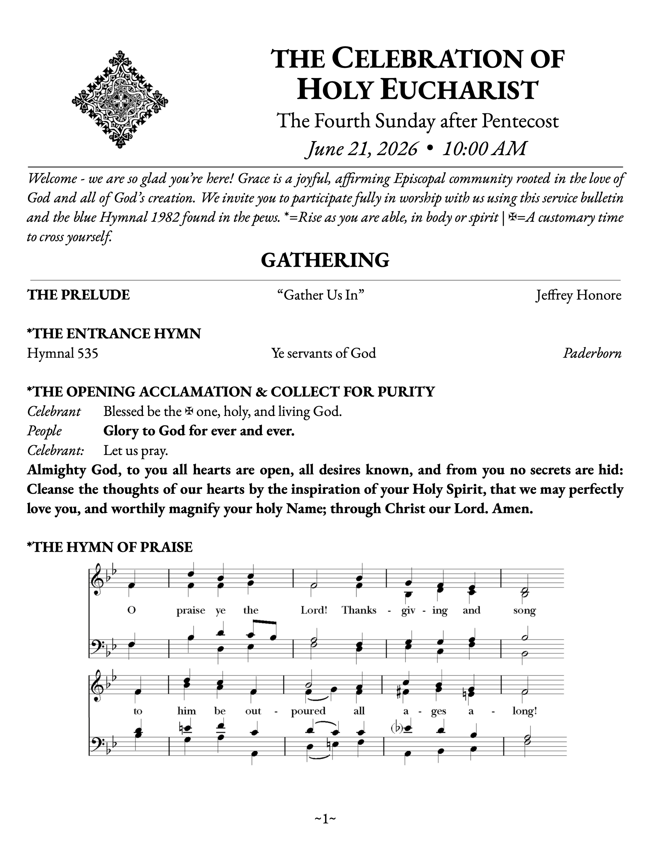 The Fourth Sunday after Pentecost • June 21, 2026 • 10:00 AM