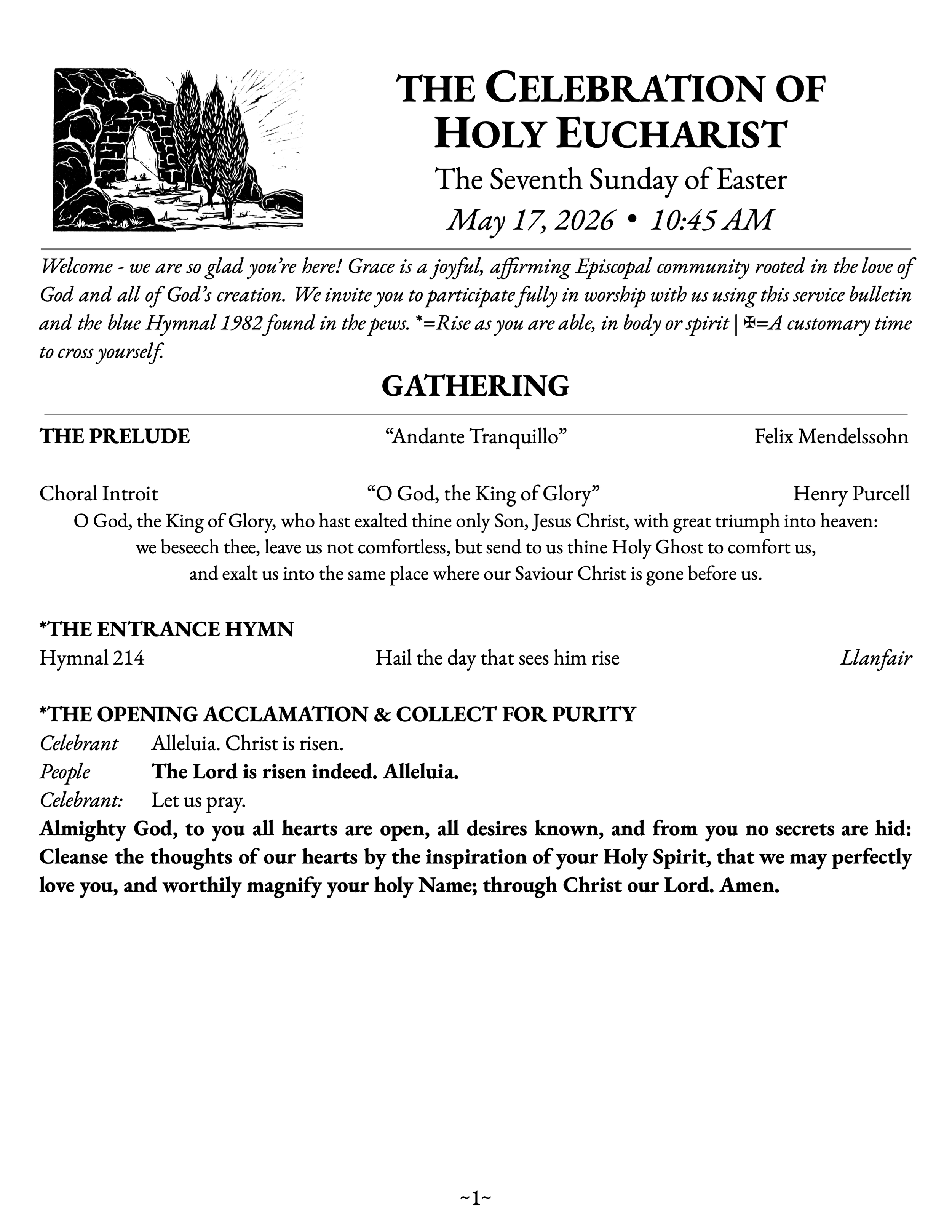 The Seventh Sunday of Easter • May 17, 2026 • 10:45 AM