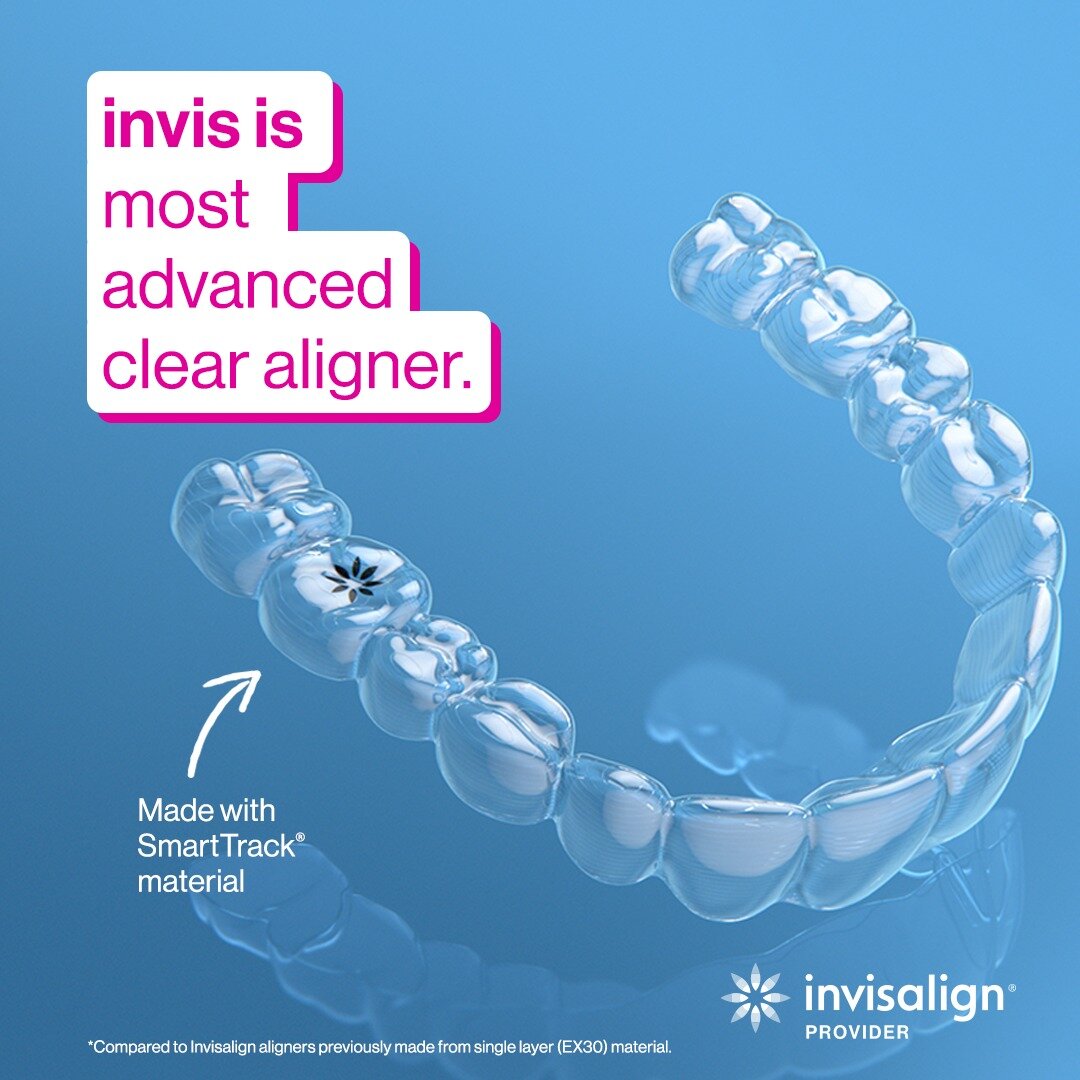 Did you know Invisalign is the most advanced clear aligner?🤔 With SmartTrack material and it's discrete design, you can achieve a straight smile comfortably. Give us a call today for more information on Invisalign! We are happy to answer any questio
