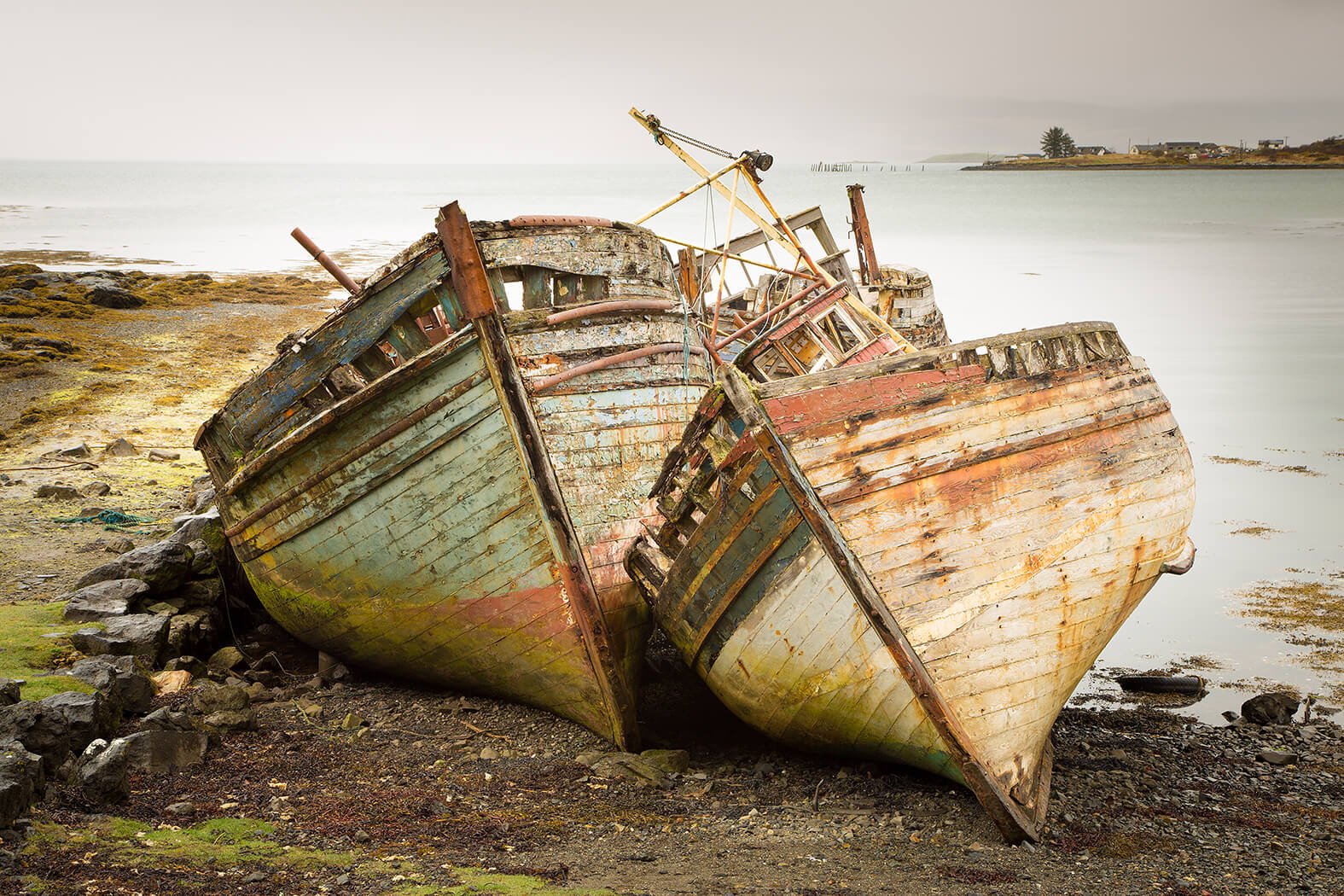 Wrecked fishing boats photographed on Natural World Photography Otters and Eagles wildlife photography tour to Mull