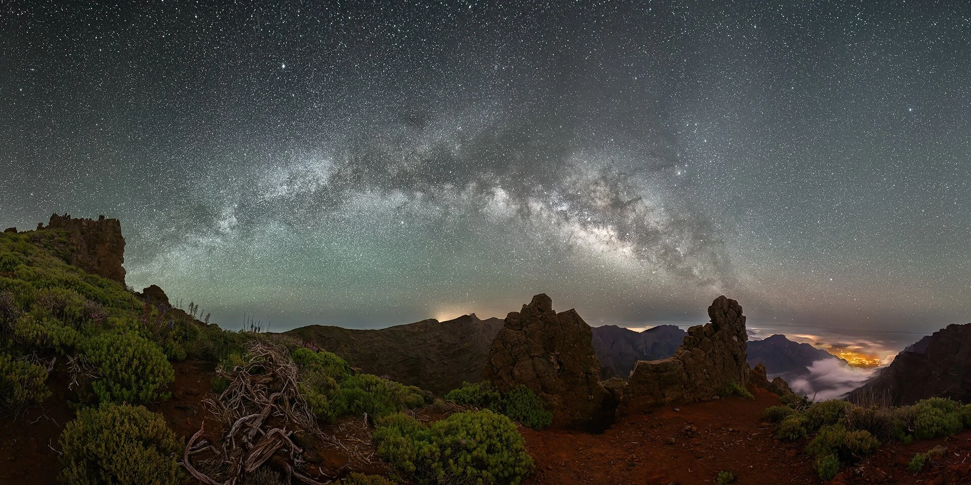 Milky Way arching over Caldera de Taburiente, La Palma