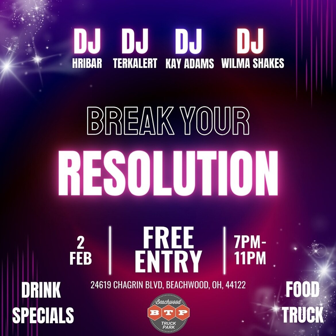 Happy Friday!! It&rsquo;s February 2nd and all of you dry January people are ready to BREAK THAT RESOLUTION!! Why not do it at our dj fest tonight?! 4 great djs, food and drink specials!