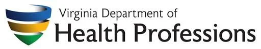 Virginia Department of Health Professions logo with a multicolored shield.