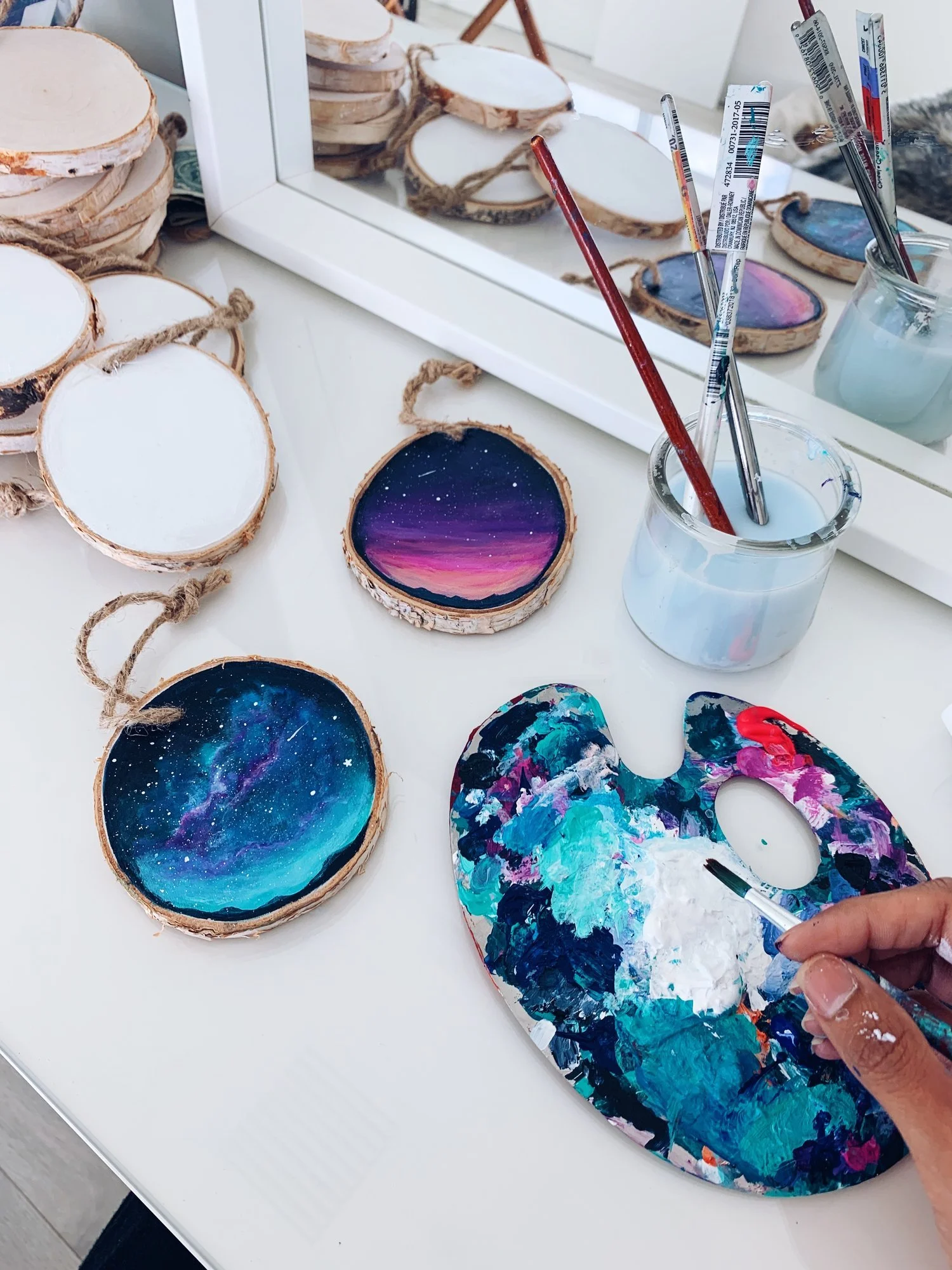 Cosmic Painting Adventure: Create Your Own Galaxy Wood Slices.