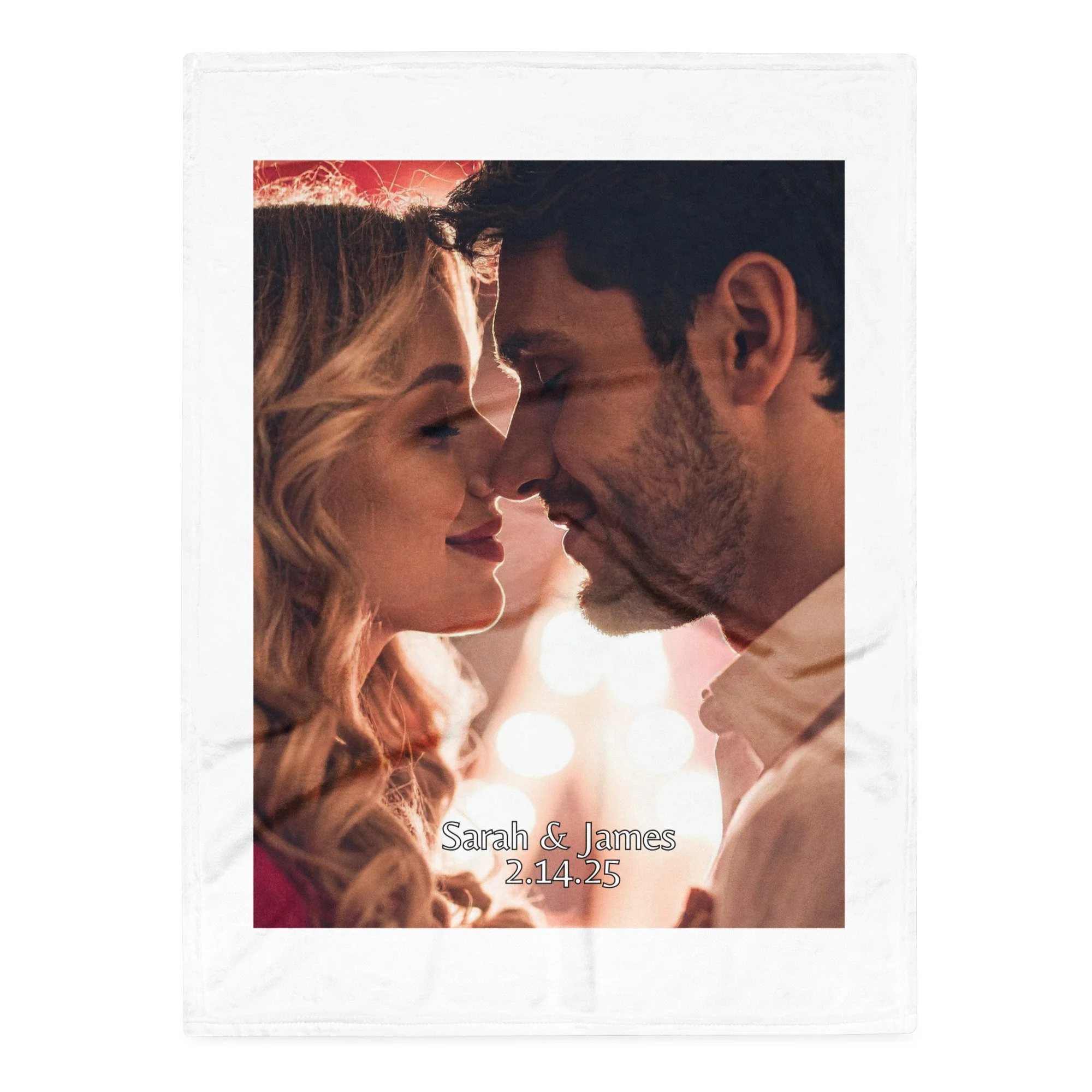 Custom Couples Blanket with Optional Text. Size: 30″×40″ Inches