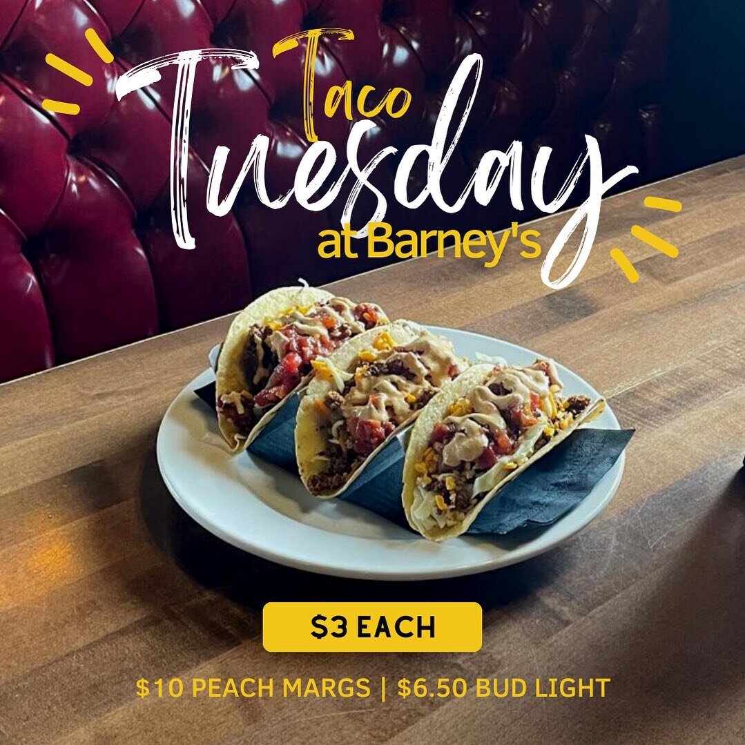 Taco Tuesday is back once again! 

We're serving up $3 feature tacos, $10 peach margs, specials on bottled beers, and $0.45/oz beer off the wall. 🌮

Today&rsquo;s feature: Beef taco with coleslaw, cheese, salsa and Baja Santa Fe sauce.