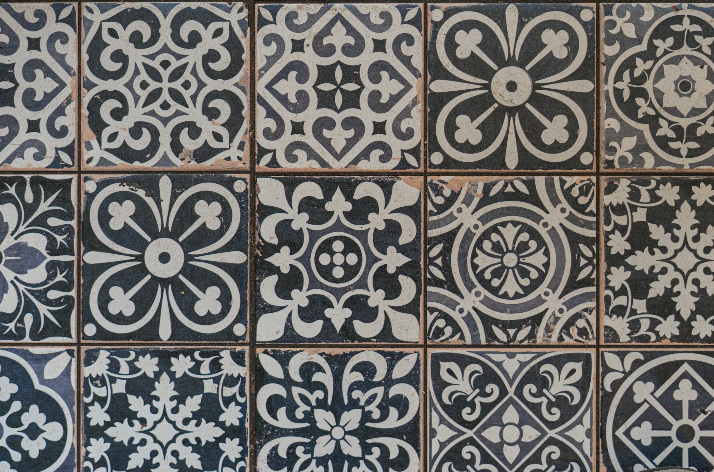 Example of painted tile flooring