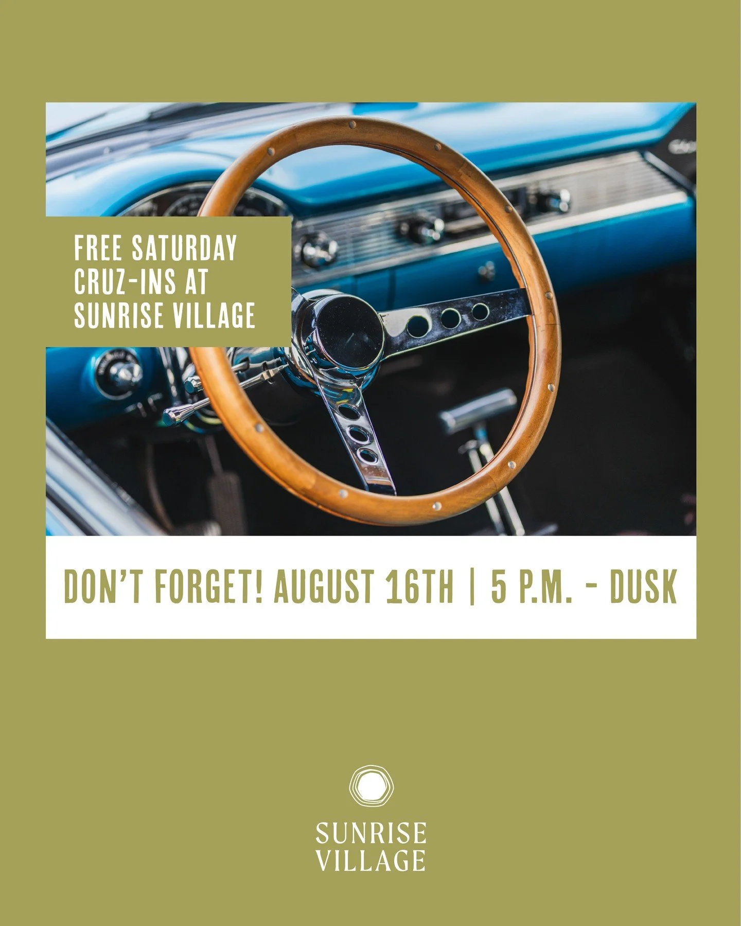 Summer&rsquo;s not over yet &mdash; Cruzins is happening this Saturday, August 16! Head to Sunrise Village behind LA Fitness at 5 PM to join the fun.