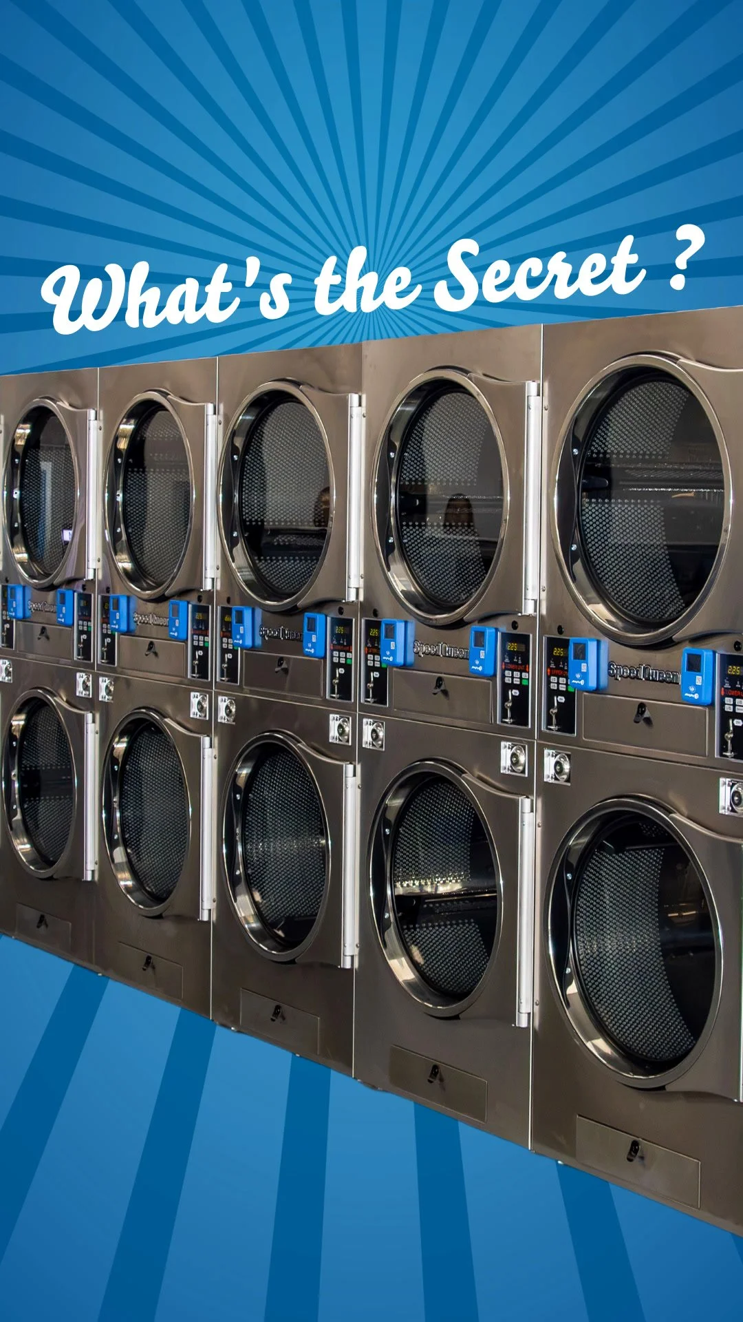 What's the Secret reel cover designed by FreeSol Media showing a wall of commercial dryers