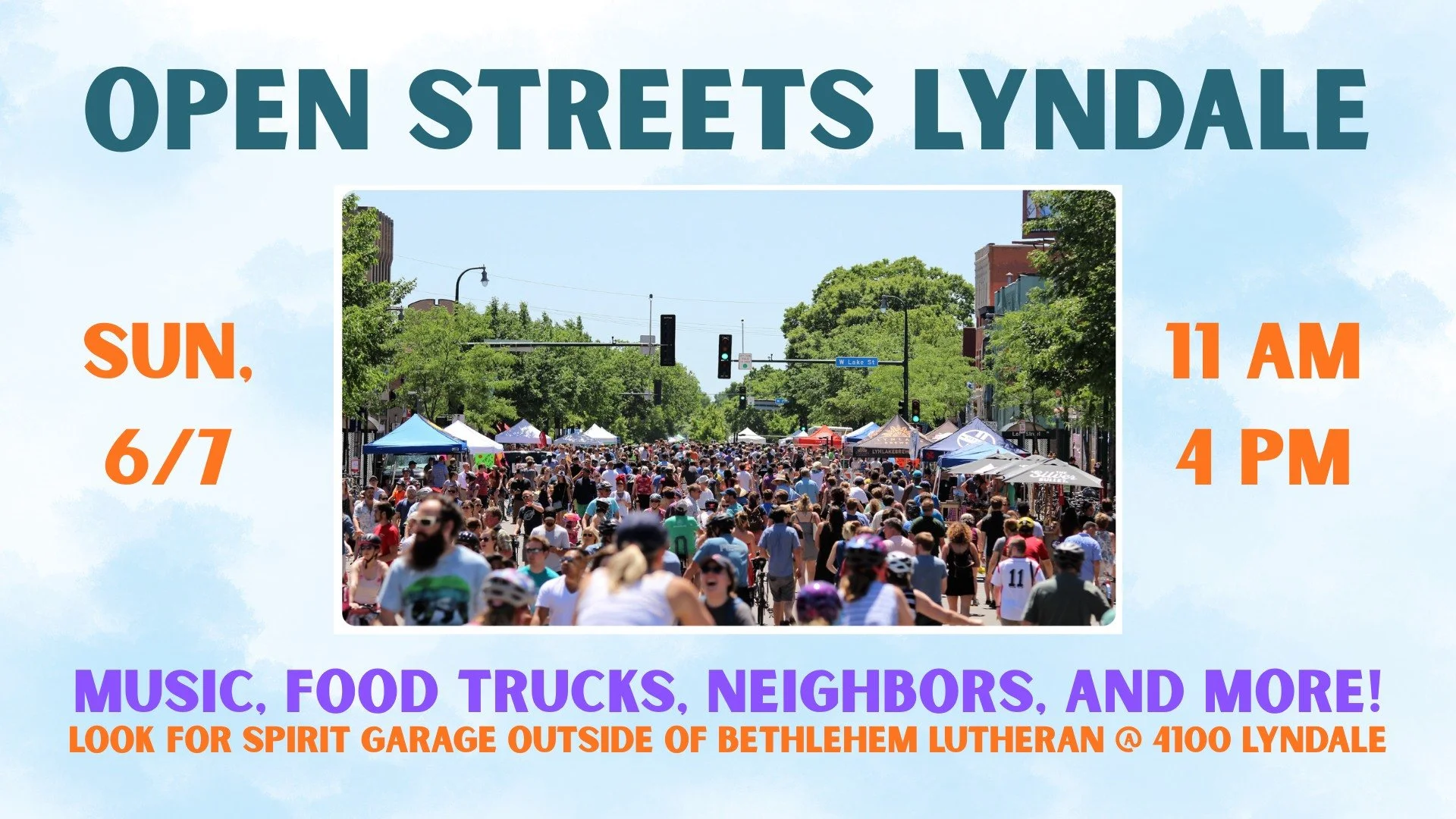 Open Streets is on Sunday! https://www.facebook.com/share/18erCpPRyQ/

Sign up to help at Spirit Garage's table and listen to the Spirit Garage Band! https://www.signupgenius.com/go/70A0D4EACA72FA6FC1-64014643-open

#spiritgarageband #openstreetslynd