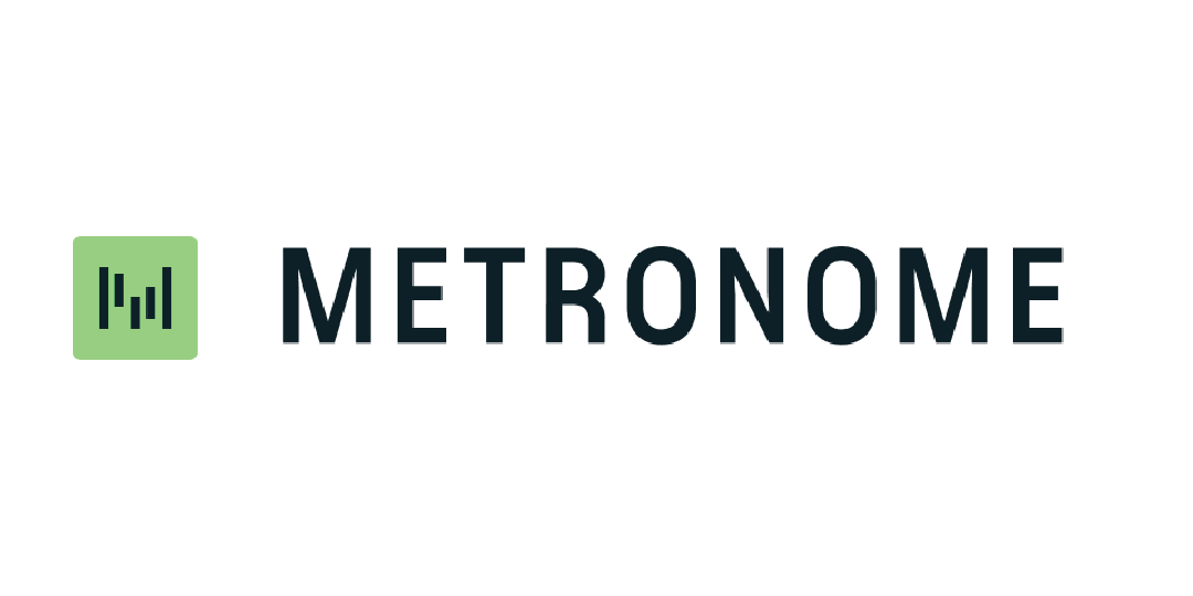 Metrome logo with a green square containing a stylized bar chart and the word "METRONE" in black text.