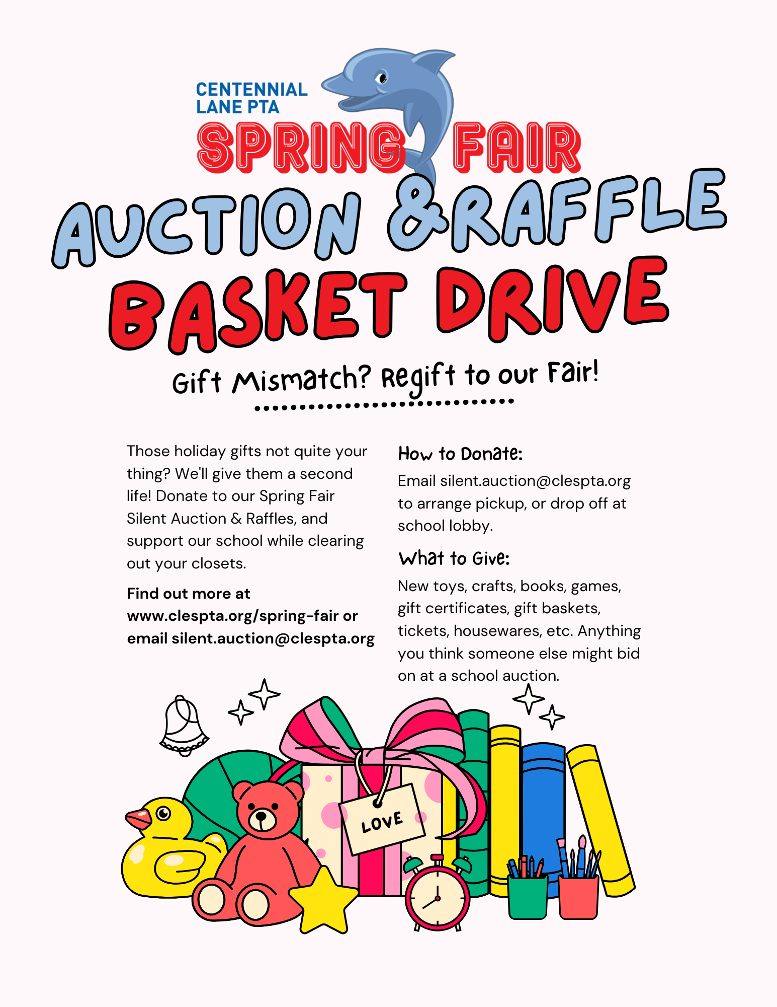 Spring Fair Auction & Raffle Basket Drive!