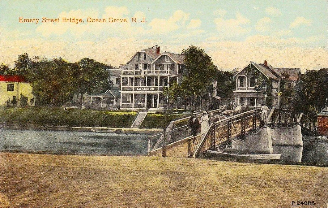 Emory Street Bridge (circa 1900s) The Emory Street (New Jersey Avenue) crossing over Wesley Lake evolved from overcrowded ferries and temporary wooden bridges to an iron footbridge built in 1888, reflecting the growing need for reliable passage betwe