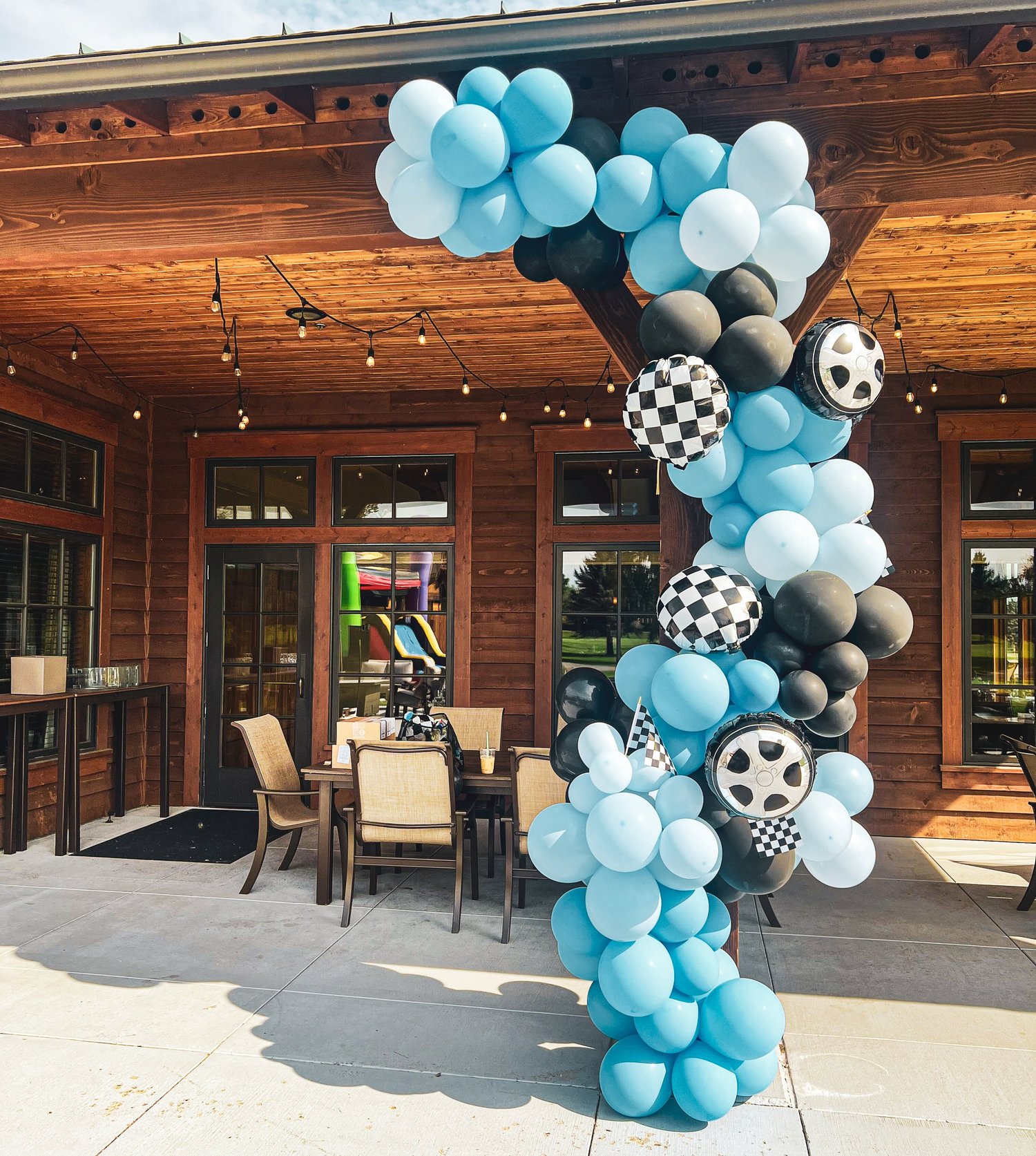 Baby shower balloon garland display