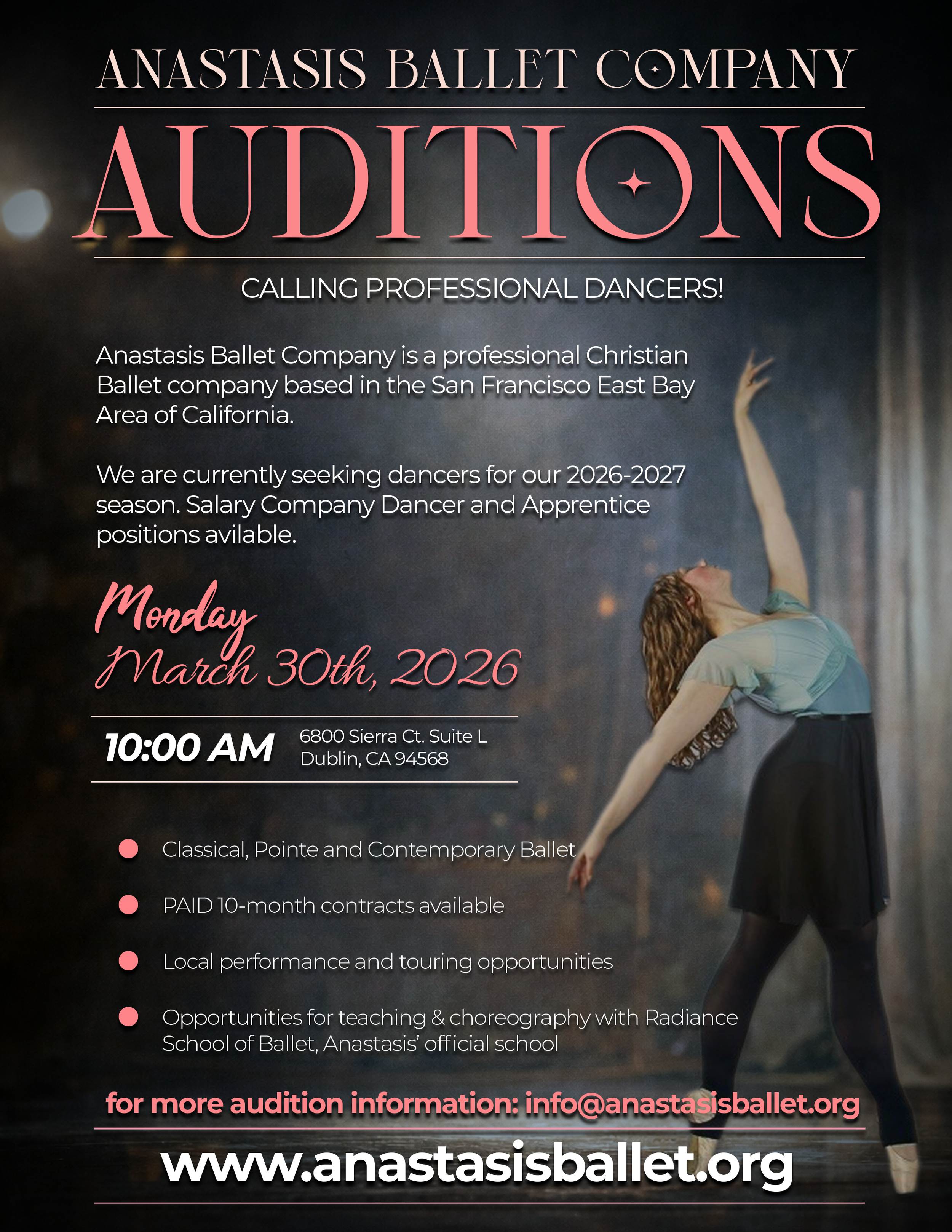 Calling Professional Dancers - Anastasis Ballet Company 
