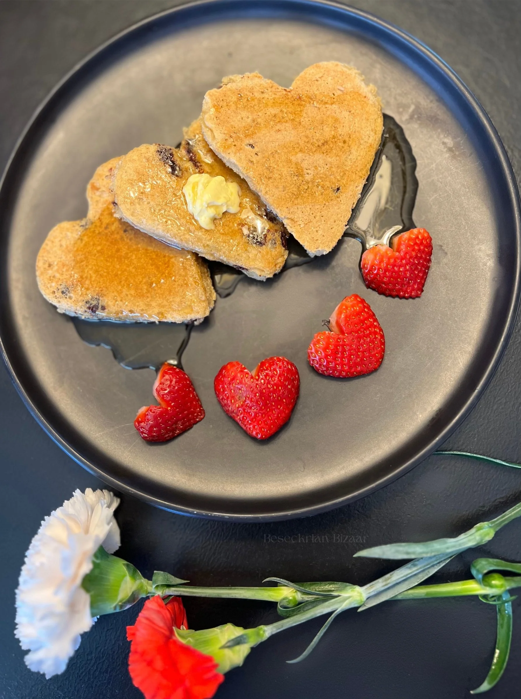 Chocolate Heart Pancakes (Vegan + GF)