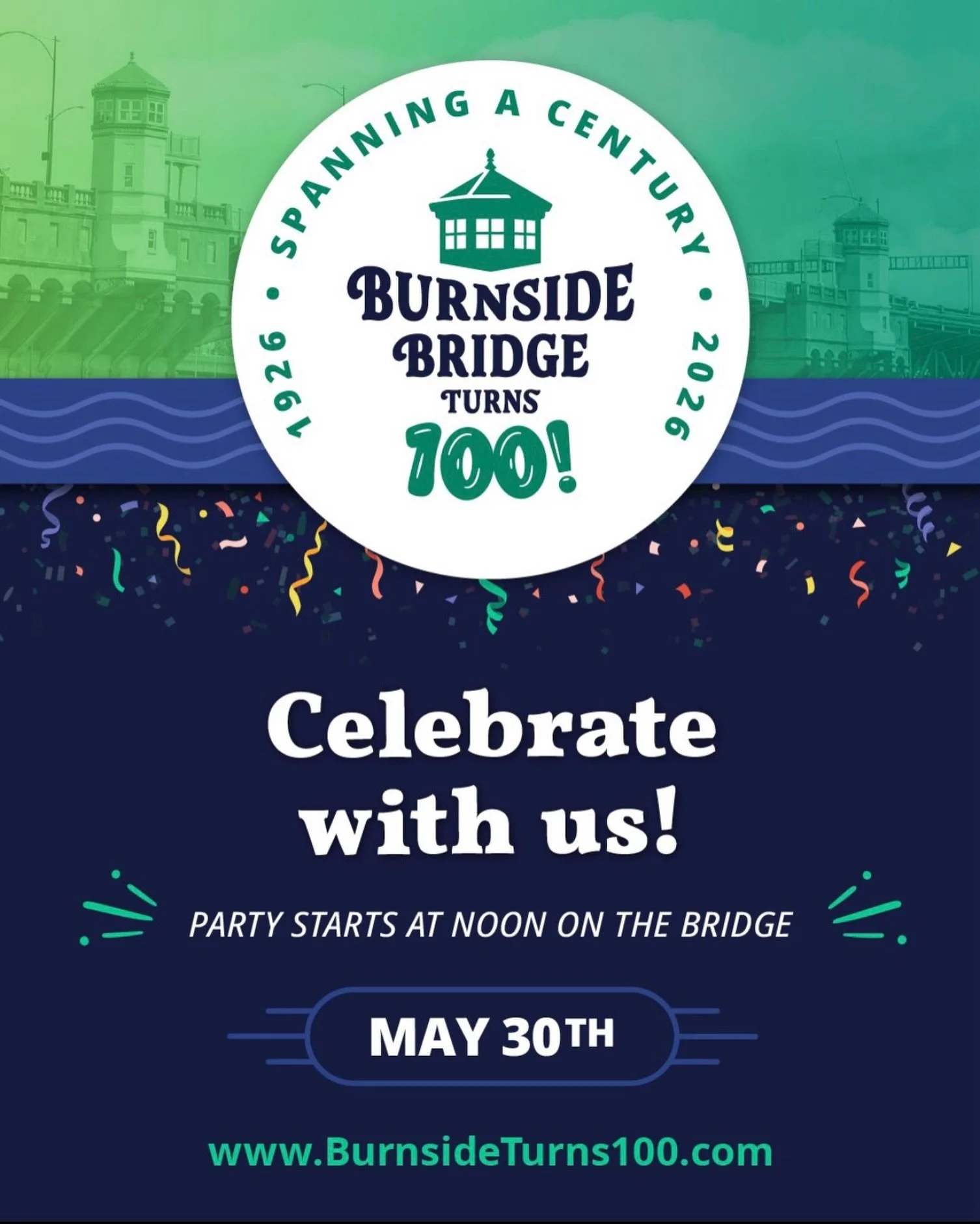 One of Portland&rsquo;s most iconic bridges is turning 100, and the whole city is invited to celebrate right on the bridge itself!

Saturday, May 30 12&ndash;5 pm 
📍Burnside Bridge

This free, family friendly afternoon is packed with kid focused act
