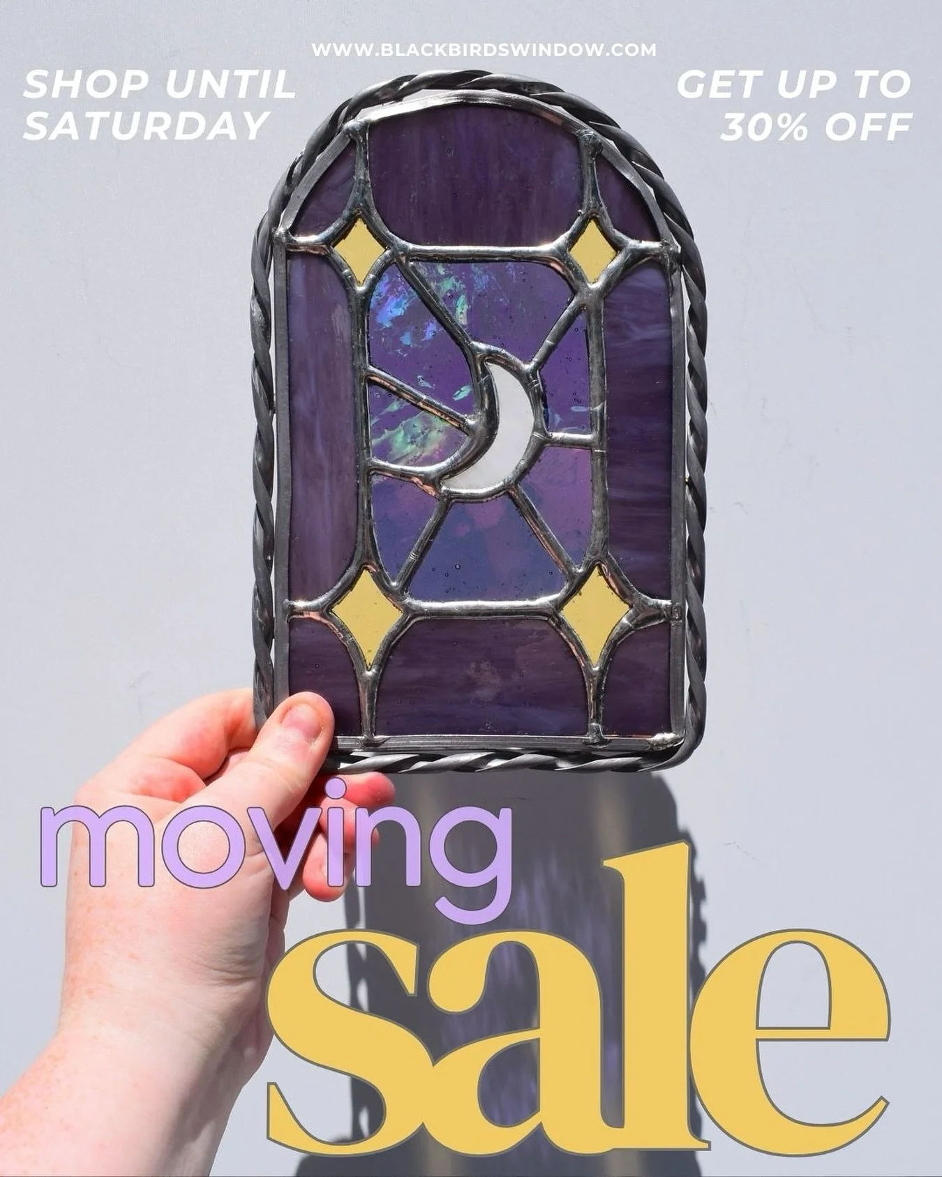 We are going to be closing on Sunday, October 5th temporarily as we relocate! Shop through Saturday for up to a 30% discount! Shipping all throughout the US.
-
-
-
-
-
#artist #shopping #sales #movingsale #blackbirdswindow #stainedglass #glassart #sh
