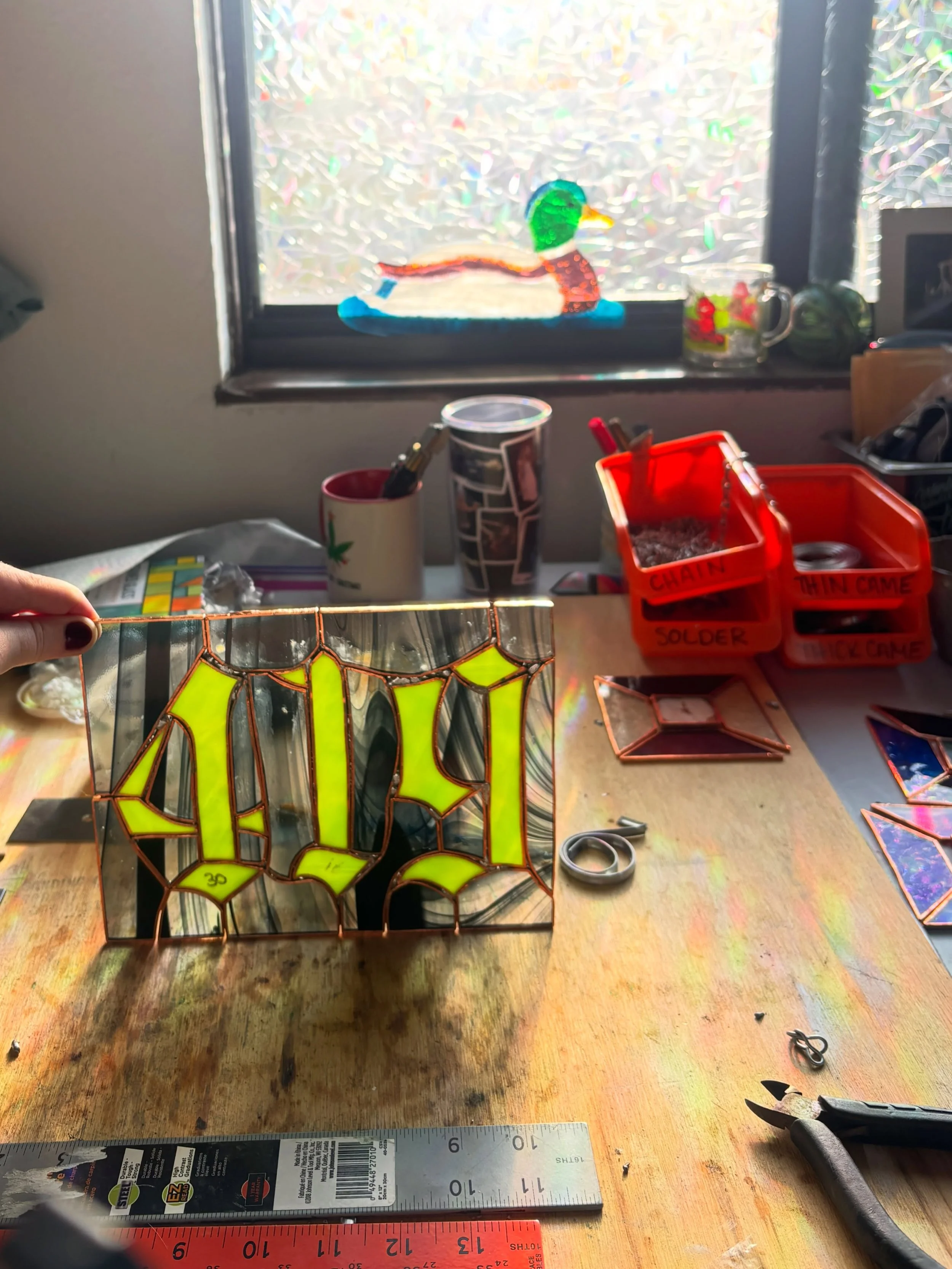 I&rsquo;m having so much fun preparing for Old West End! I&rsquo;ll have two of these 419 windows available. 
-
-
-
-
#ohioartist #stainedglass #glassartist #toledoart #blackbirdswindow