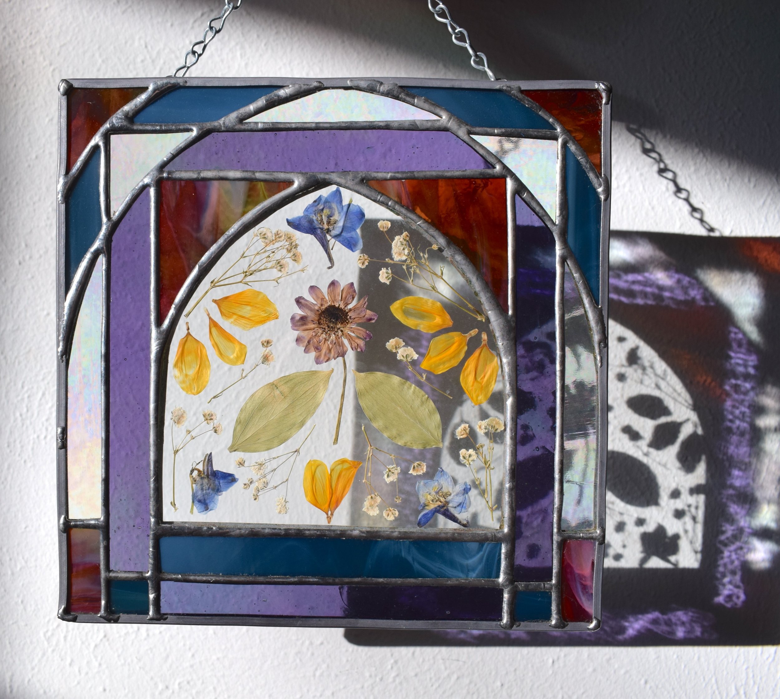 I rarely make pieces for myself - but this one is special. This piece has flowers from my wedding embedded in the center. 
Doing wedding florals has become one of my favorite types of commissions. I have done quite a few now - and they always are so 