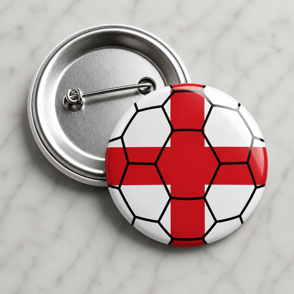 England Flag Soccer Ball Pin-back Metal Button