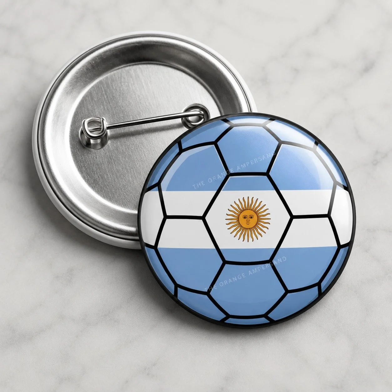 Argentina Flag Soccer Ball Pin-back Metal Button