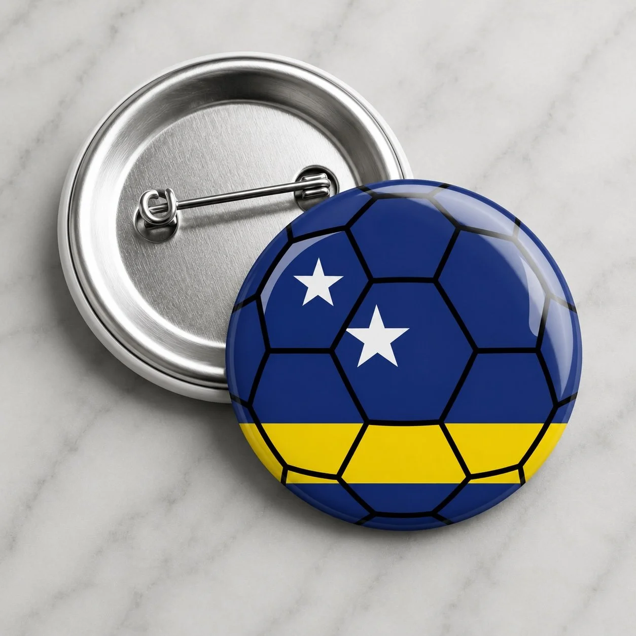 Curaçao Flag Soccer Ball Pin-back Metal Button