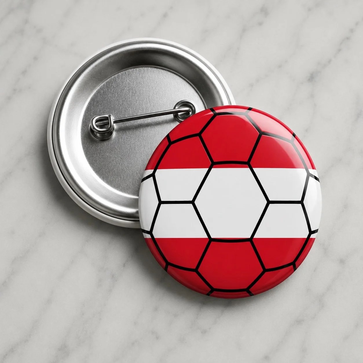Austria Flag Soccer Ball Pin-back Metal Button