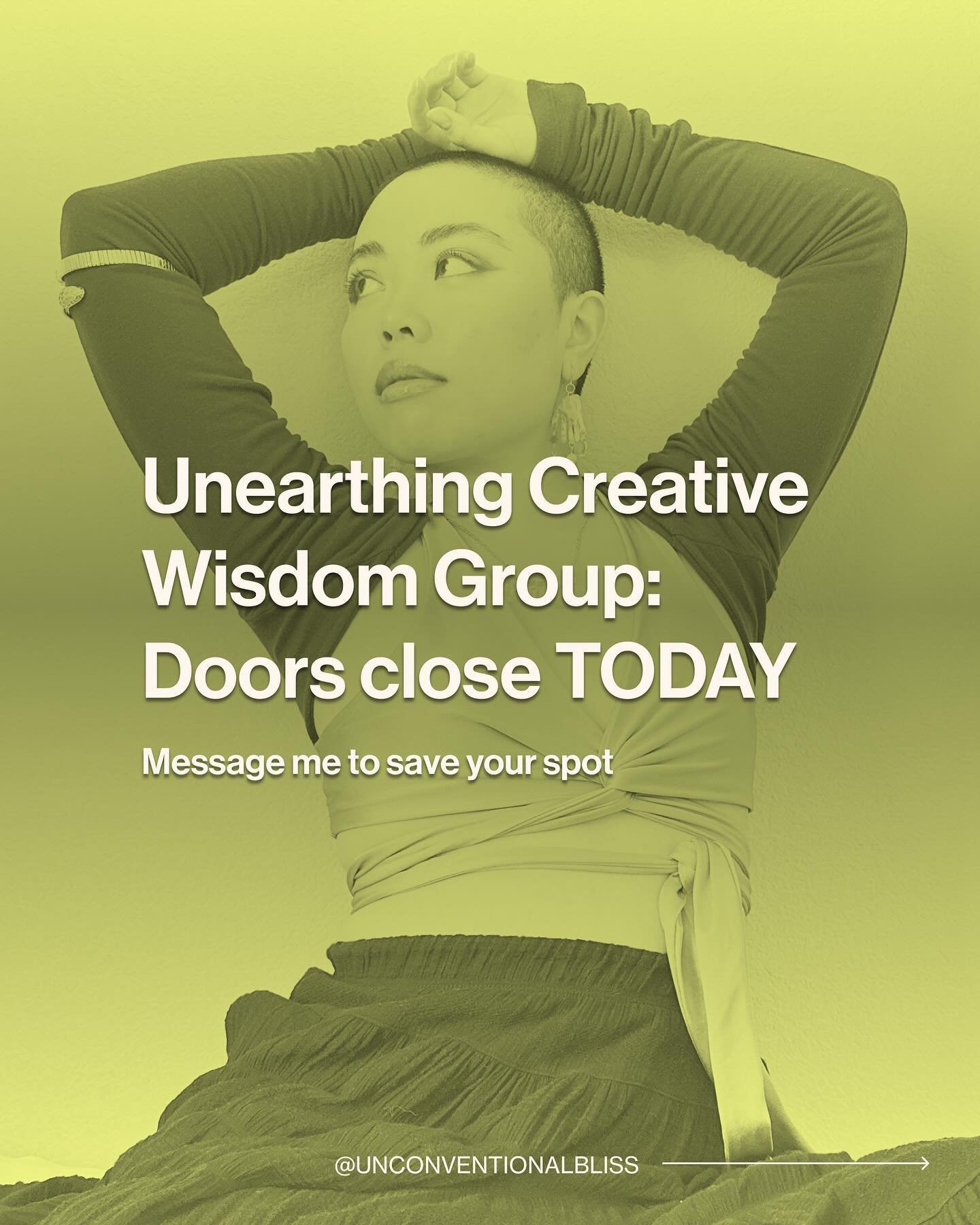 ‼️ LAST CALL: Unearthing Creative Wisdom group program closes TODAY 11:59pm

You&rsquo;re ready to launch your next big creative project, to be making money from your expertise and speaking stages in communities you deeply care about.

Here are all t