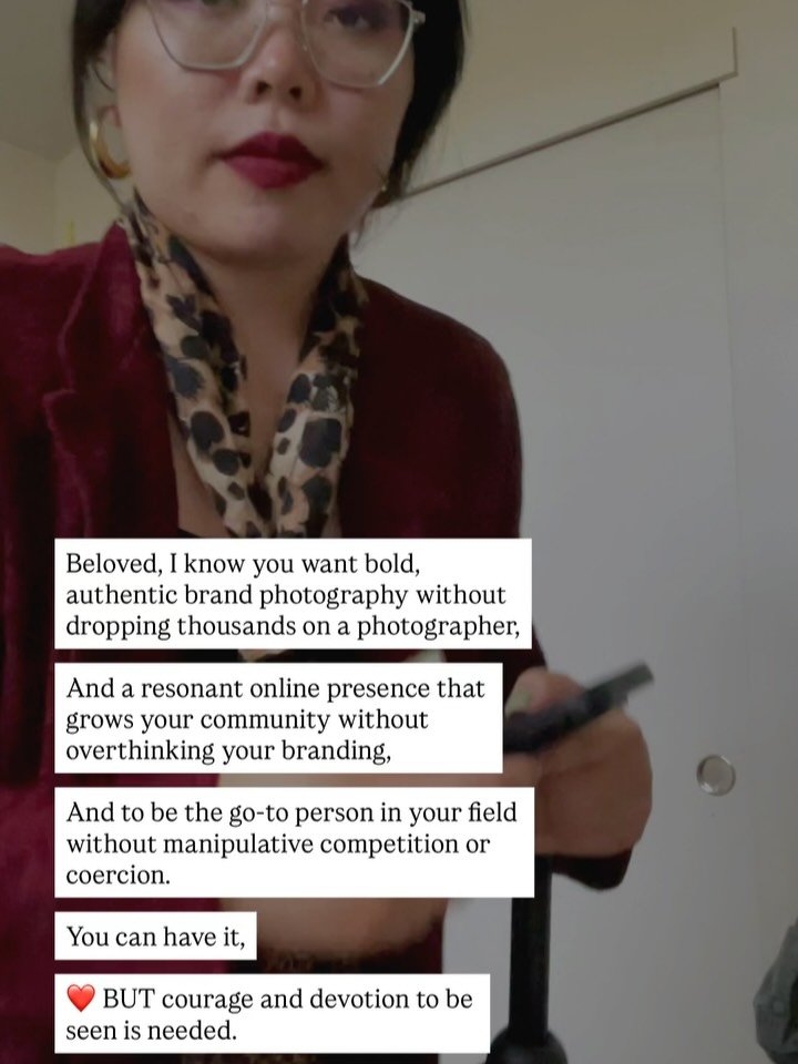 Beloved, I know you want bold, authentic brand photography without dropping thousands on a photographer,

And a resonant online presence that grows your community without overthinking your branding,

And to be the go-to person in your field without m