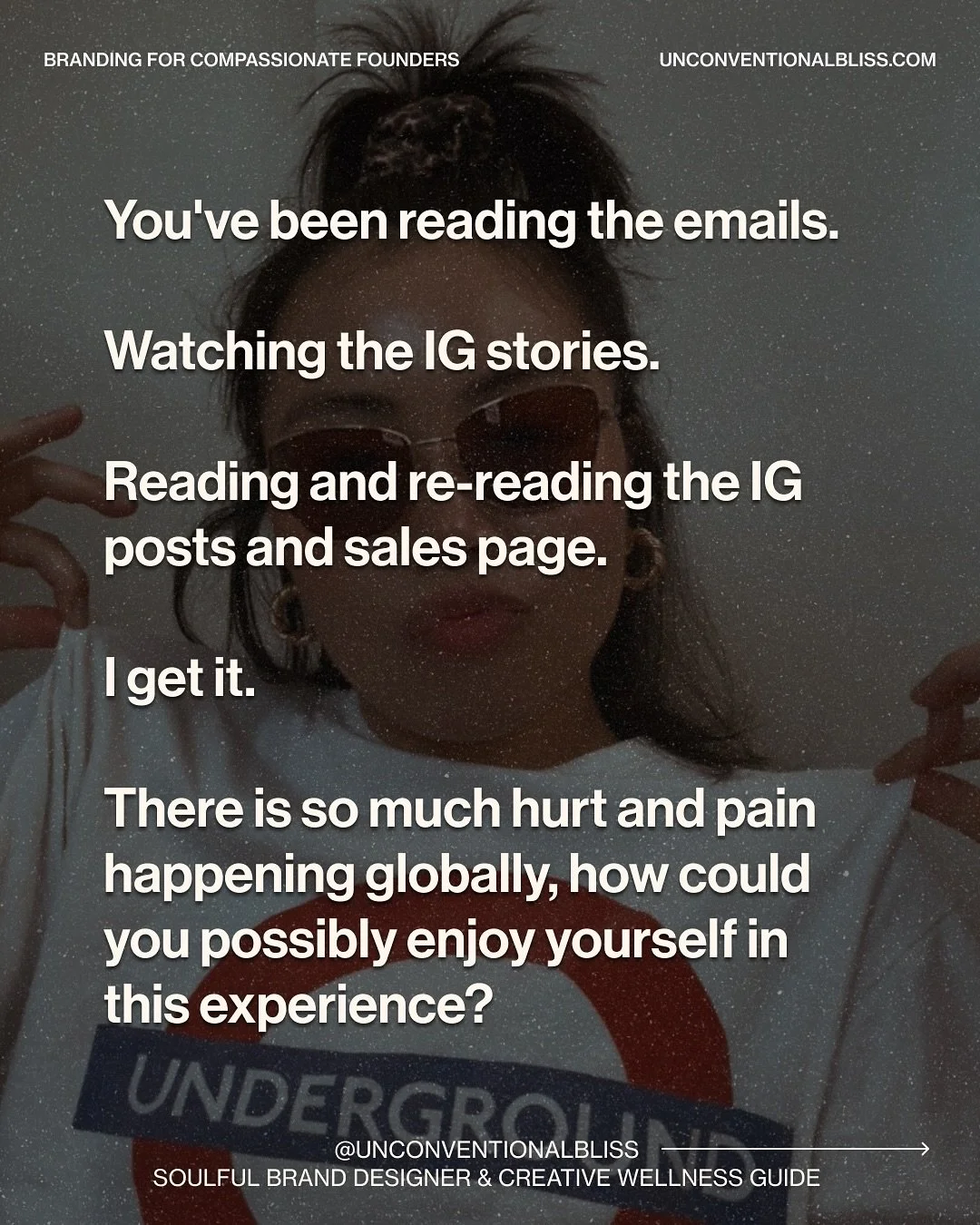 There is so much hurt and pain happening globally, how could you possibly enjoy yourself in this experience?

Because this isn&rsquo;t about just leaving with the hottest brand photos you&rsquo;re gonna absolutely love (and so will your community).

