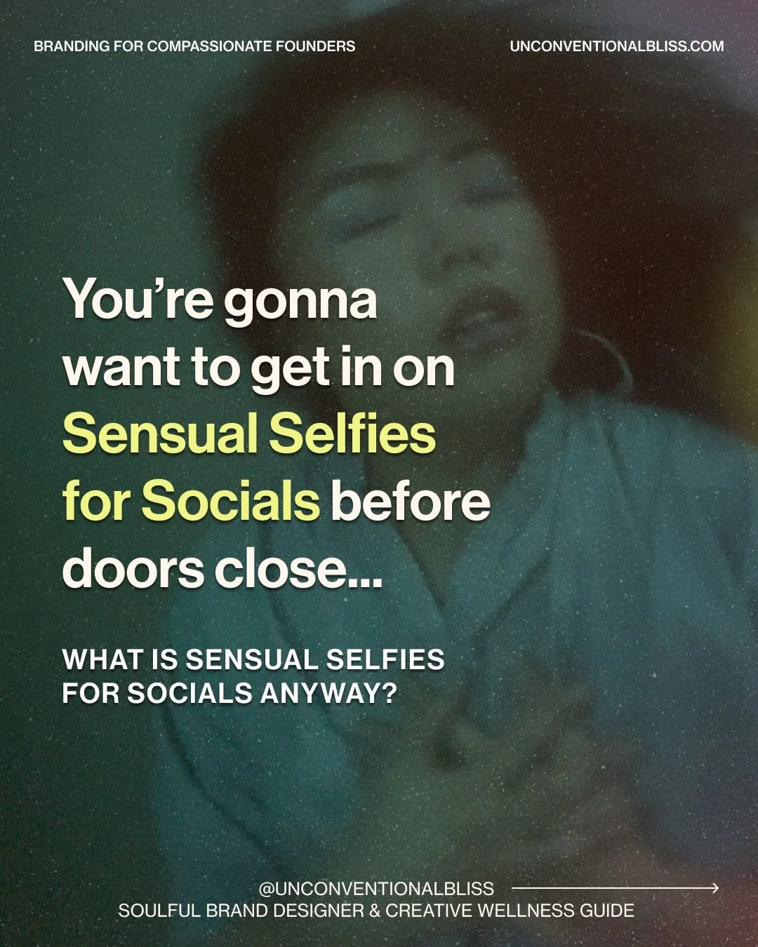 I want you to have fun and play as you craft your alluring photos whenever you want, for whatever project or offering you have, on your own

And to amplify your revolutionary movement with your resonant online presence

And to feel deliciously confid