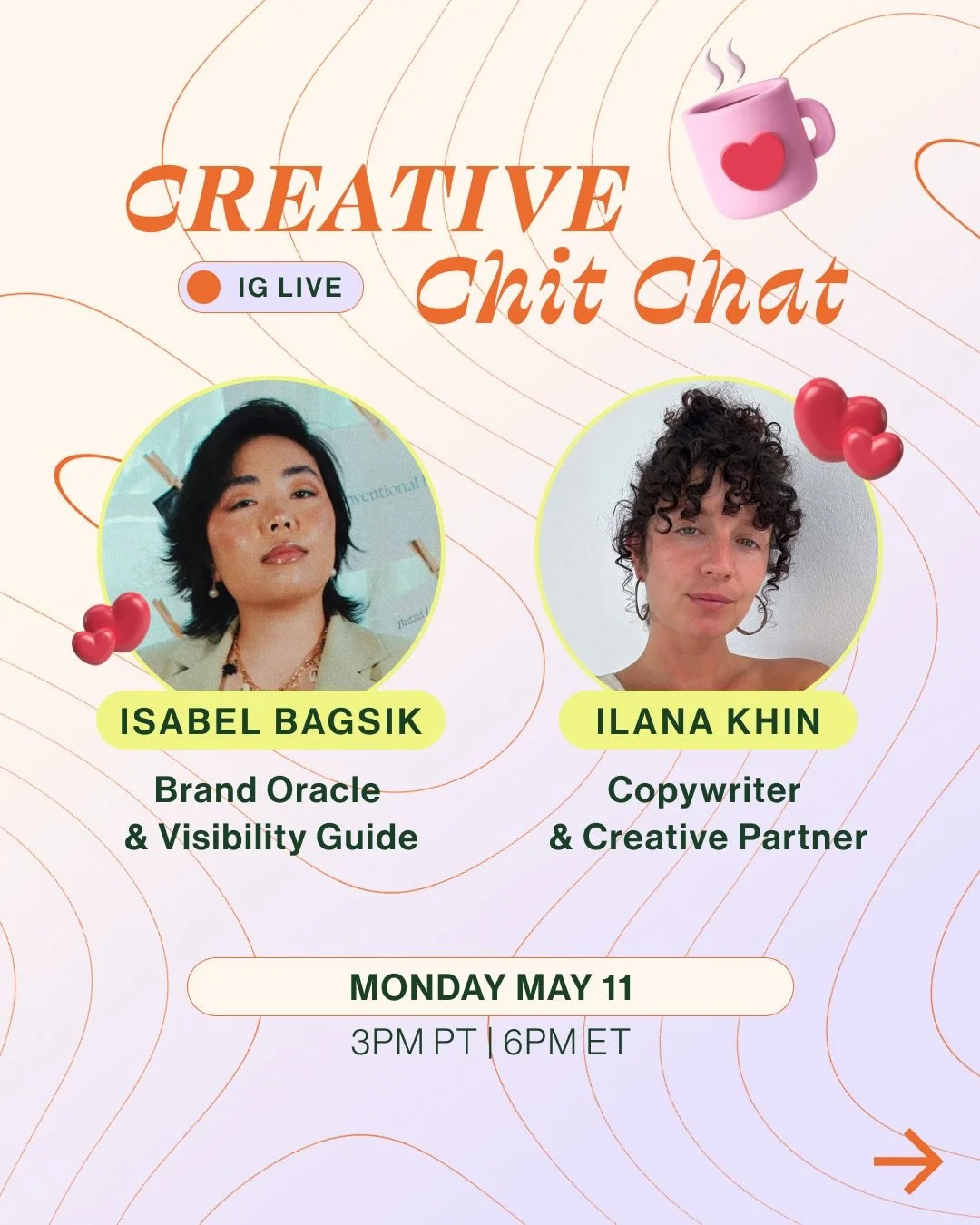 What happens when you put two visionary leaders in a room to talk about their creative careers, as they navigate immigrant family life?

Join our IG live to take part in that conversation! We are going to share our work in branding, visibility, copyw