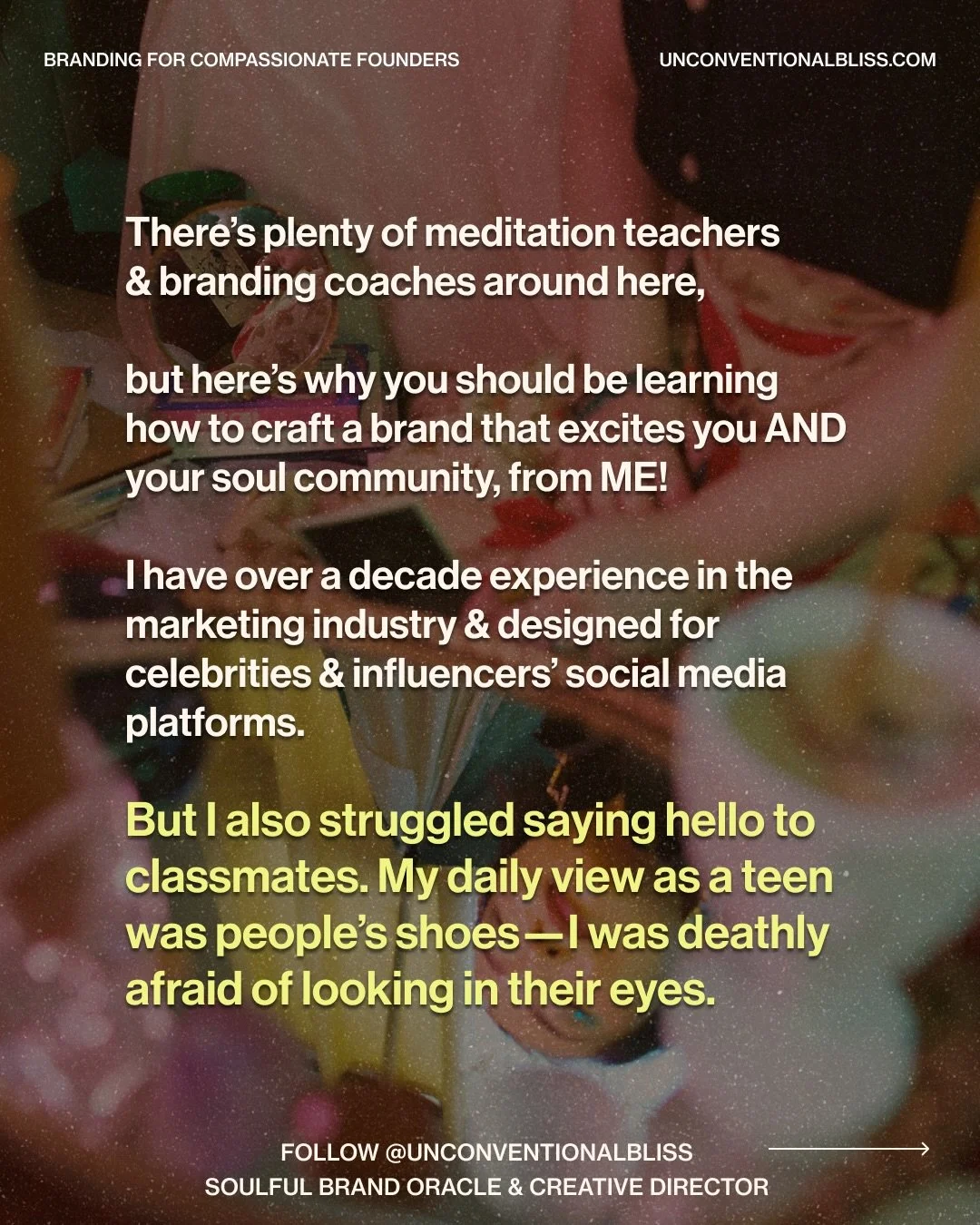 I know how scary it can be to be visible.

To be witnessed.

To have eyes on you.

Especially in the online space where you can&rsquo;t control who comes across your work.

And as someone with Filipino immigrant parents, who focused on survival and d