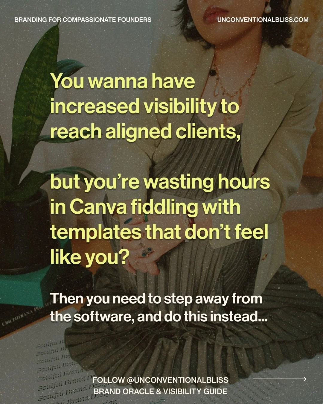 Do this instead of outsourcing creativity ➡️

Close your eyes and PAUSE!

Because the &ldquo;perfect branding&rdquo; doesn&rsquo;t exist outside of you.

It is wanting to be excavated from your inner wisdom.
You just need a few minutes to remember...