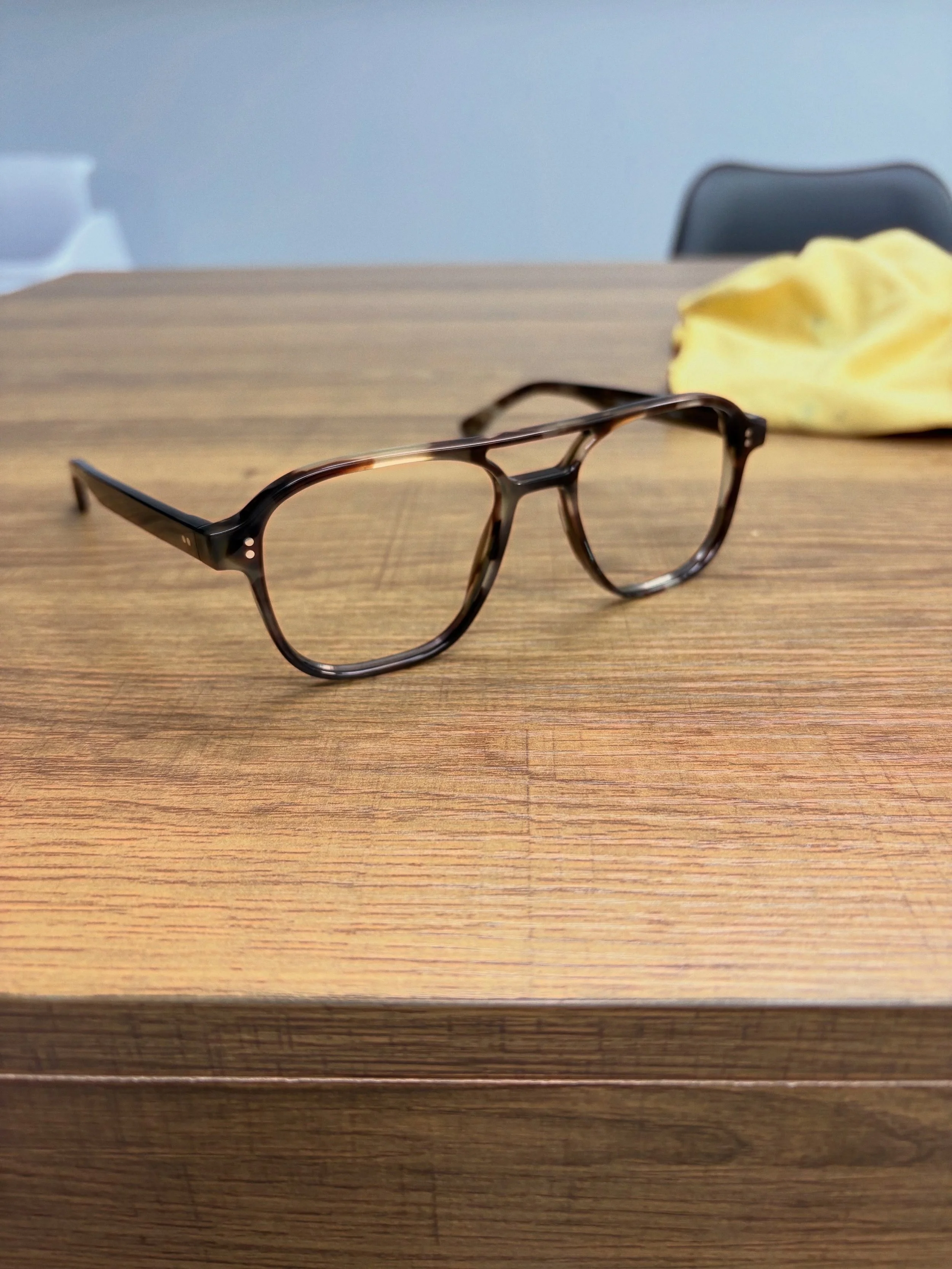 Latest custom frame off to its owner. Love the vibe and subtle army green tort. #navigator #doublebar #fargomoorhead #madeinnorthdakota  #bespokeeyewear