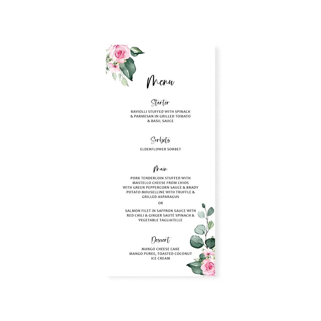 Enchanting Rose Petals | Menu — RubyRoo Design