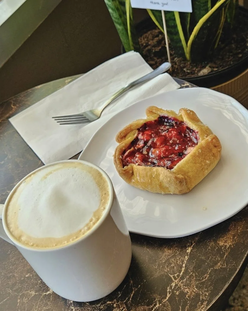 Latte with Triple Berry Tart