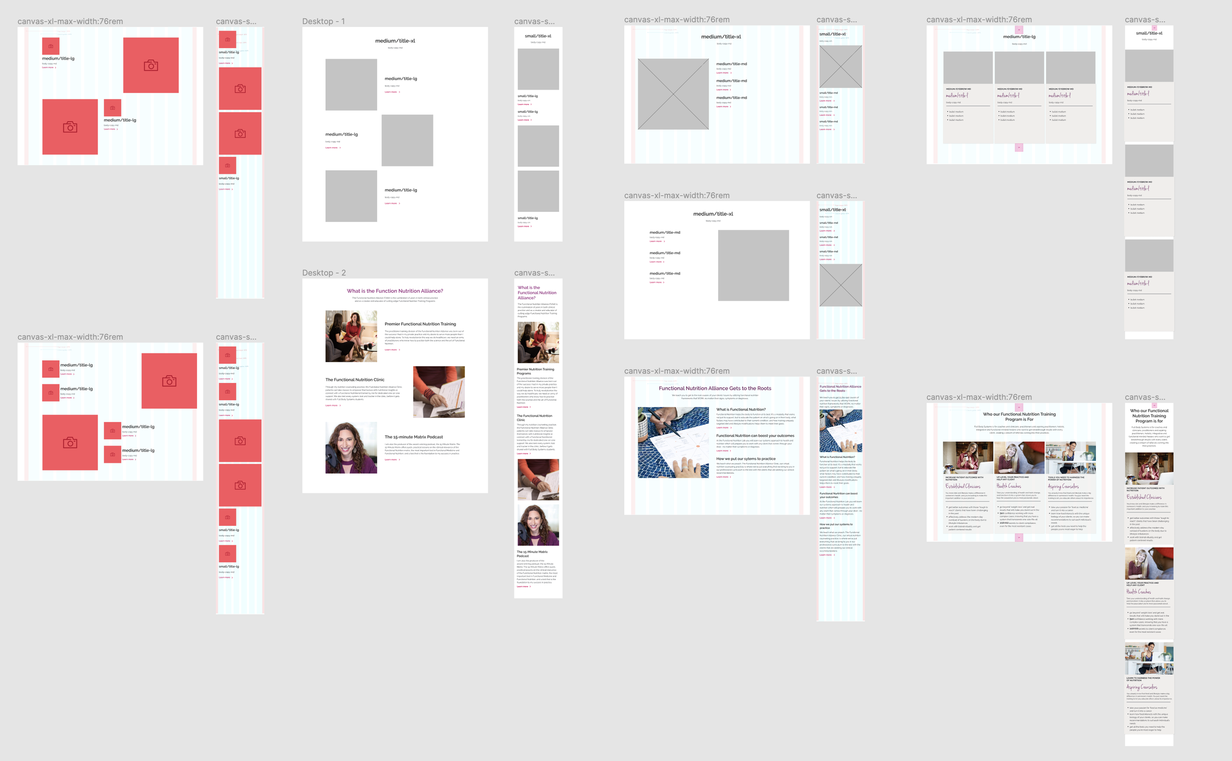 Sample of modules designed for various "Content Blocks" and block variants.
