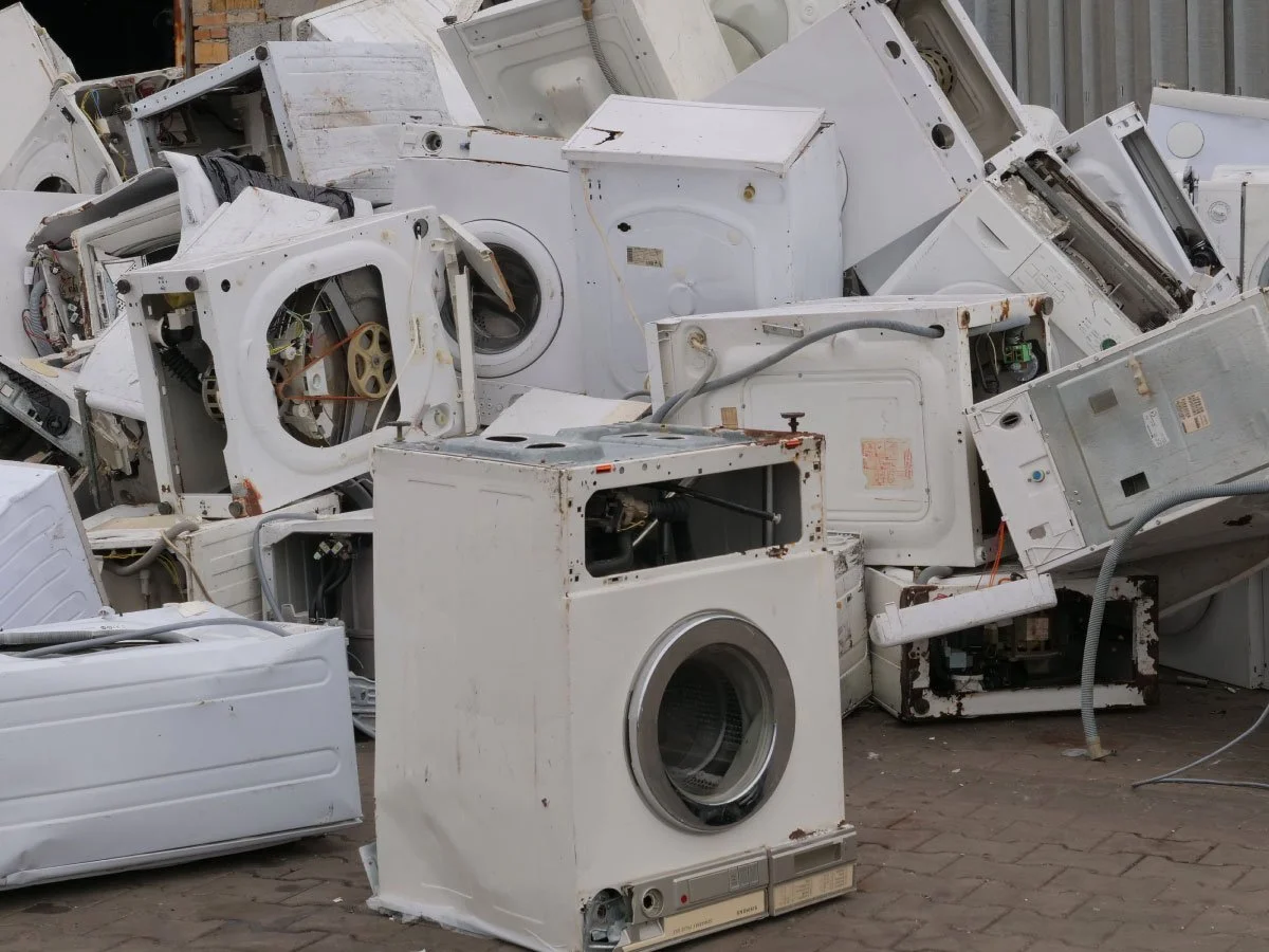Pile of old dryers for recycling
