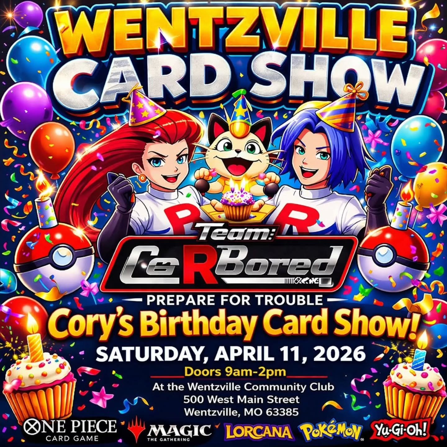 Don't forget everyone tomorrow is the Wentzville card show. The Guild Master has been hard at work preparing for the upcoming event. We are bringing a lot of singles and sealed after last show. We are loading up Pokemon, Magic The Gathering, Yugioh, 