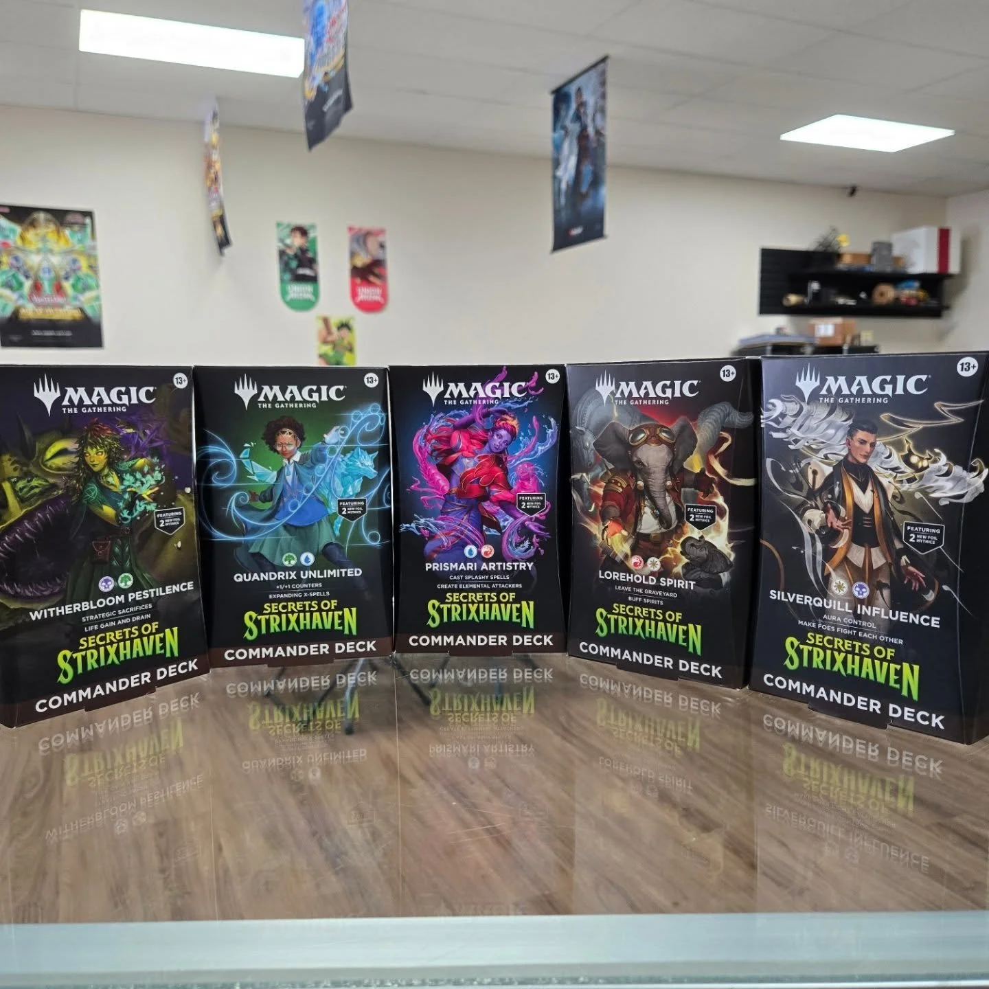 For everyone who pre-signed up for a commander decks they are in. You can pick them up anytime within the week. All decks will be held until Friday May 1st, when all unclaimed will be put on the shelf. 

#cardshop #magicthegathering #mtg