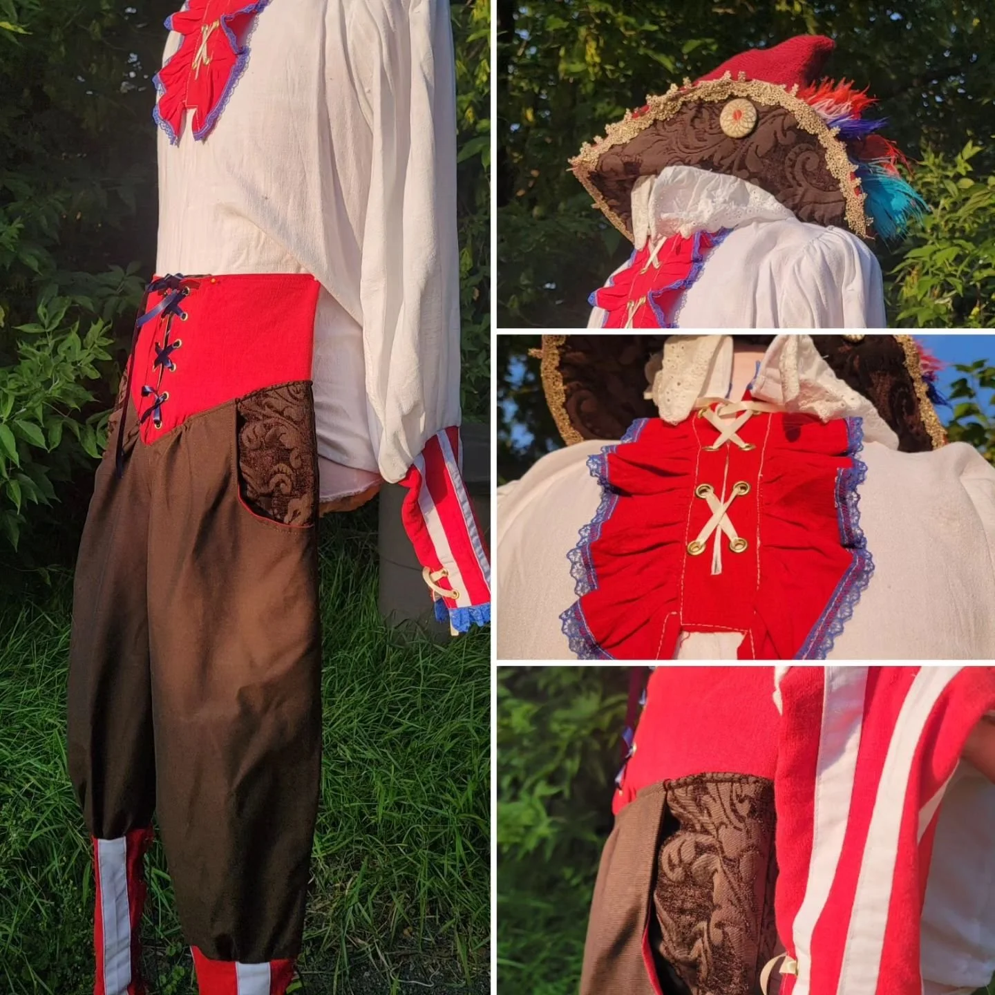 Under outfit of a #onepiece #buggytheclown &times; Red Mage from Final Fantasy for a custom order.

Including a modifier version of our Edwarr shirt woth a high collar woth dropping french embtoidered lace with stripes cuffs. With a Erikurr pants in 