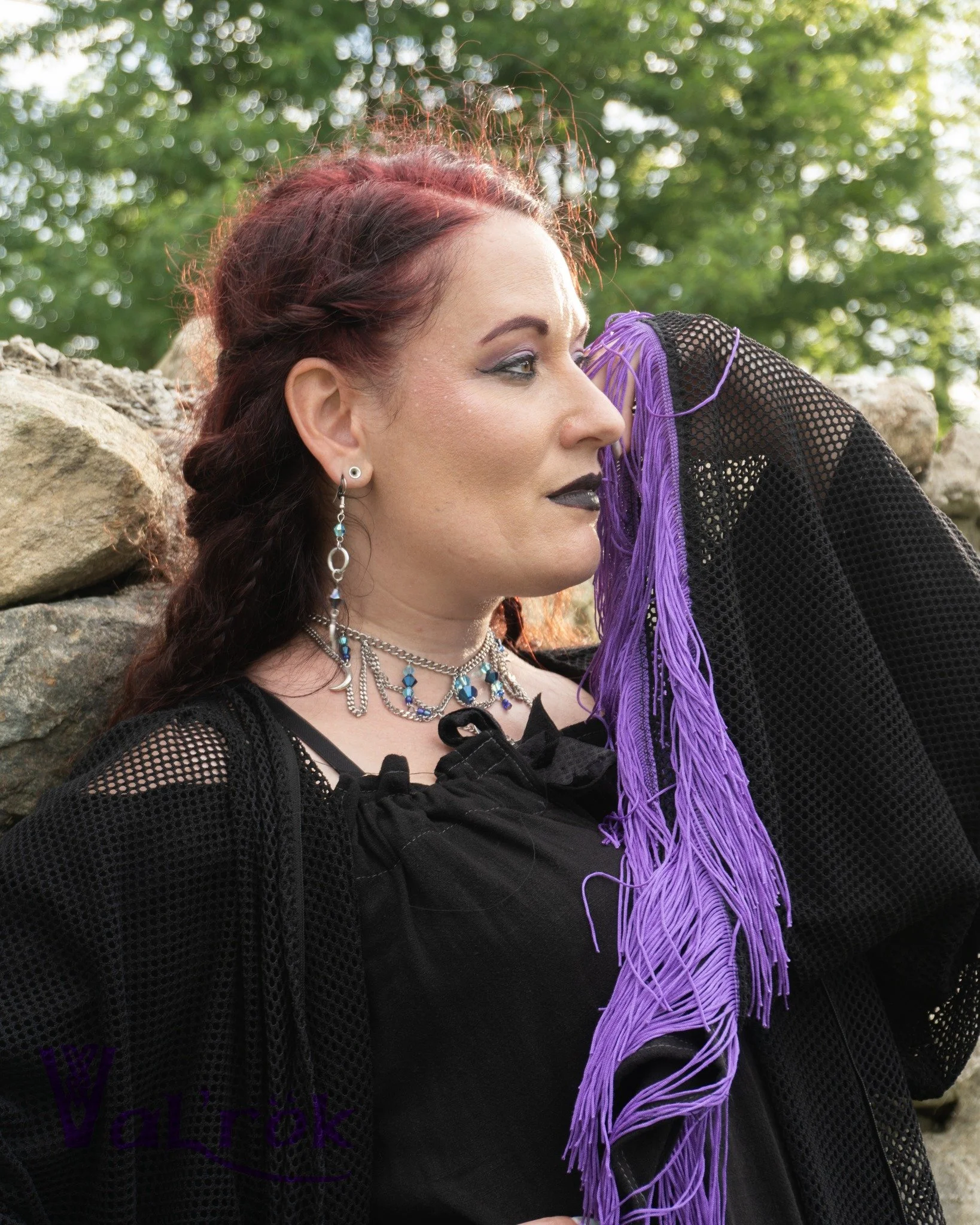 Release your inner witch with the fishnet Helley robe with purple fringe by #valrok and jewelry from @drakaina_kreations .

More #gothicstyle on our website