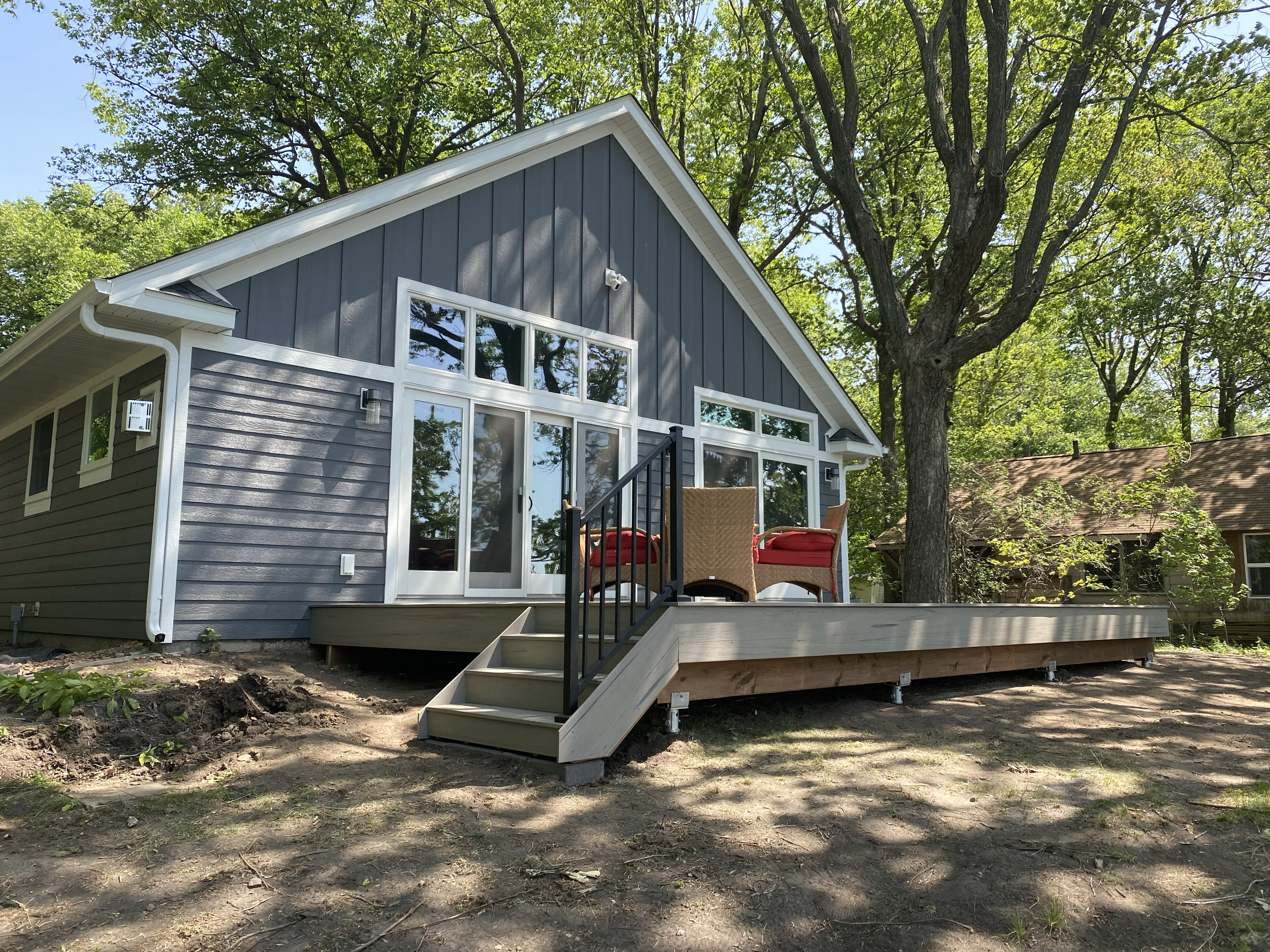 Huge deck off the back of the house to have a space to entertain while enjoying the view of the lake. 