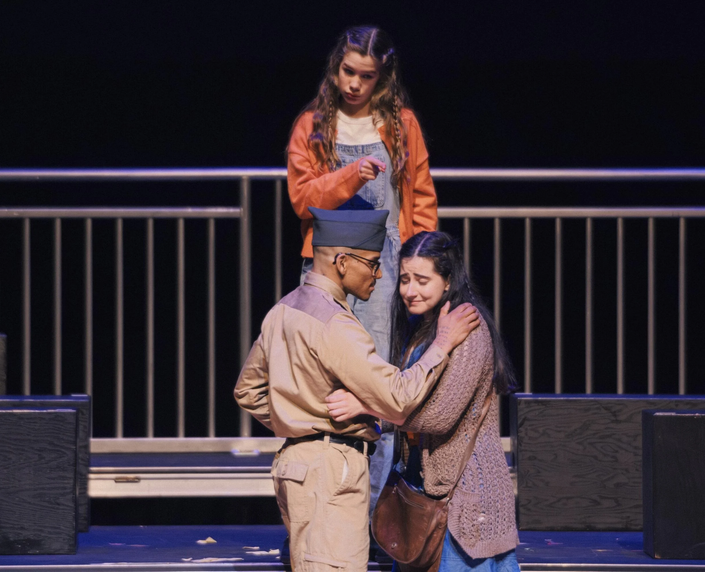 Alona Jane Robbins (Young Vi), Rayly Aquino (Flick), and Erin Rosenfeld (Violet) in Deaf Broadway's "Violet" at Lincoln Center